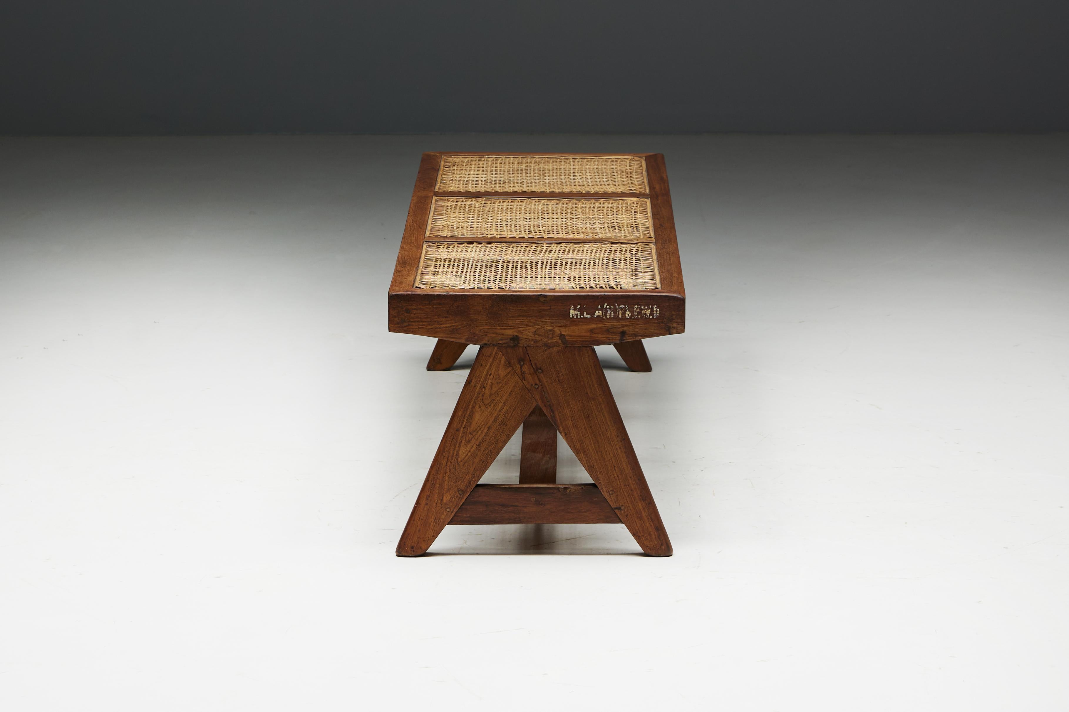 Teak Bench PJ-SI-33B by Pierre Jeanneret, India, 1950s For Sale 5