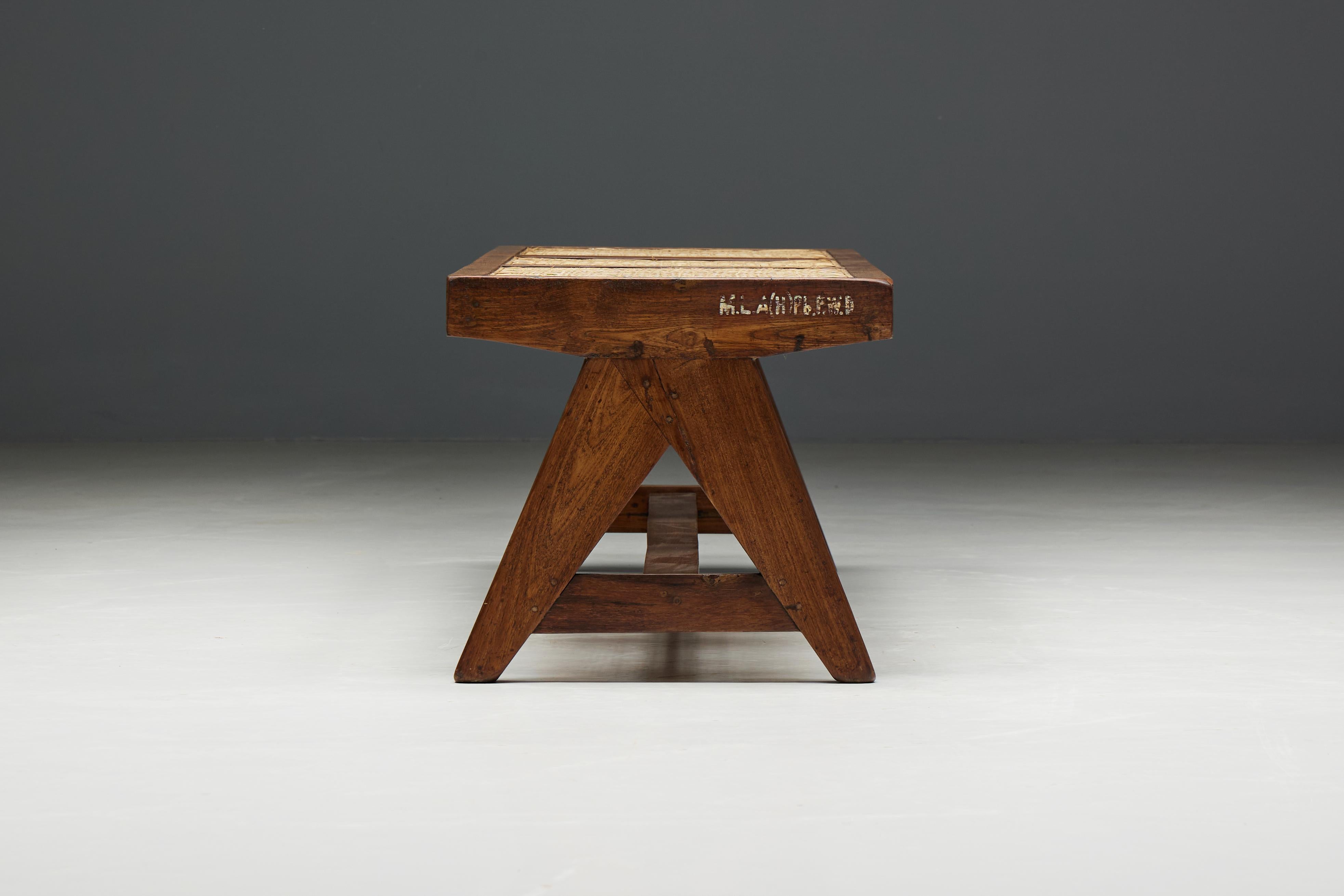 Teak Bench PJ-SI-33B by Pierre Jeanneret, India, 1950s For Sale 6