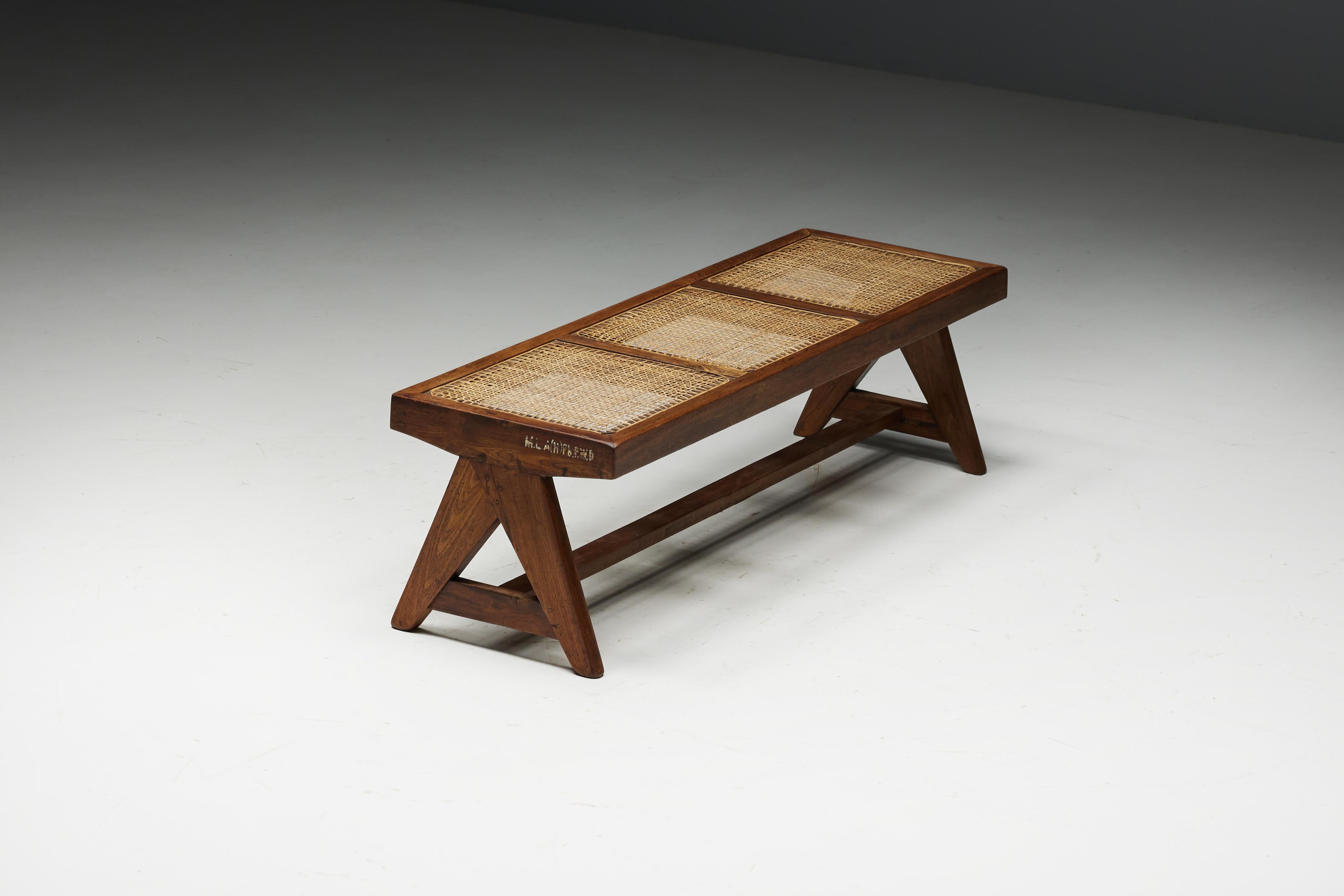 Teak Bench PJ-SI-33B by Pierre Jeanneret, India, 1950s For Sale 7