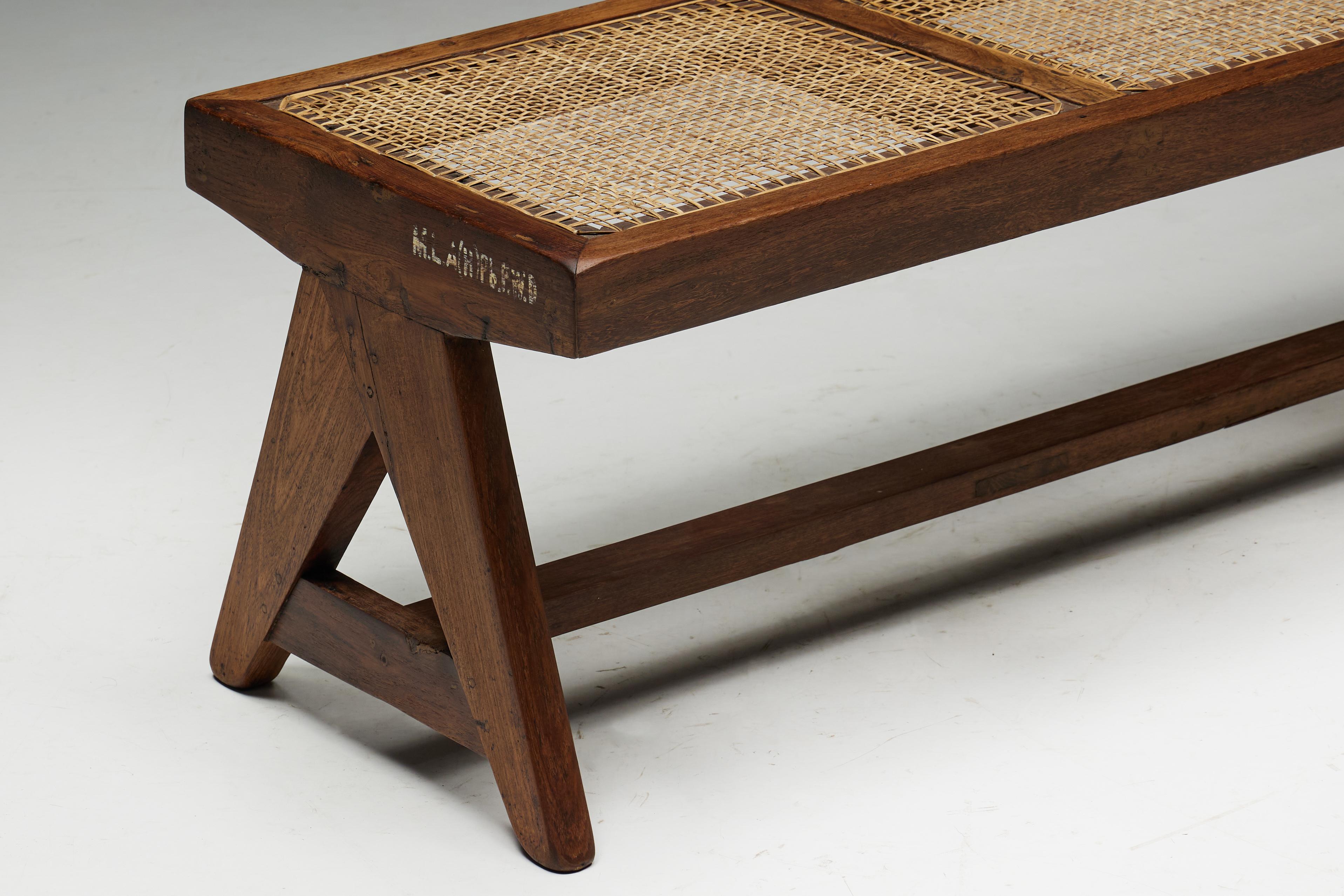 Teak Bench PJ-SI-33B by Pierre Jeanneret, India, 1950s For Sale 2