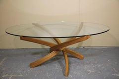 Teak Bentwood Coffee Table with Glass Top
