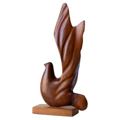 Escultura antropomorfa, pájaro de teca, diseño danés de los años 60