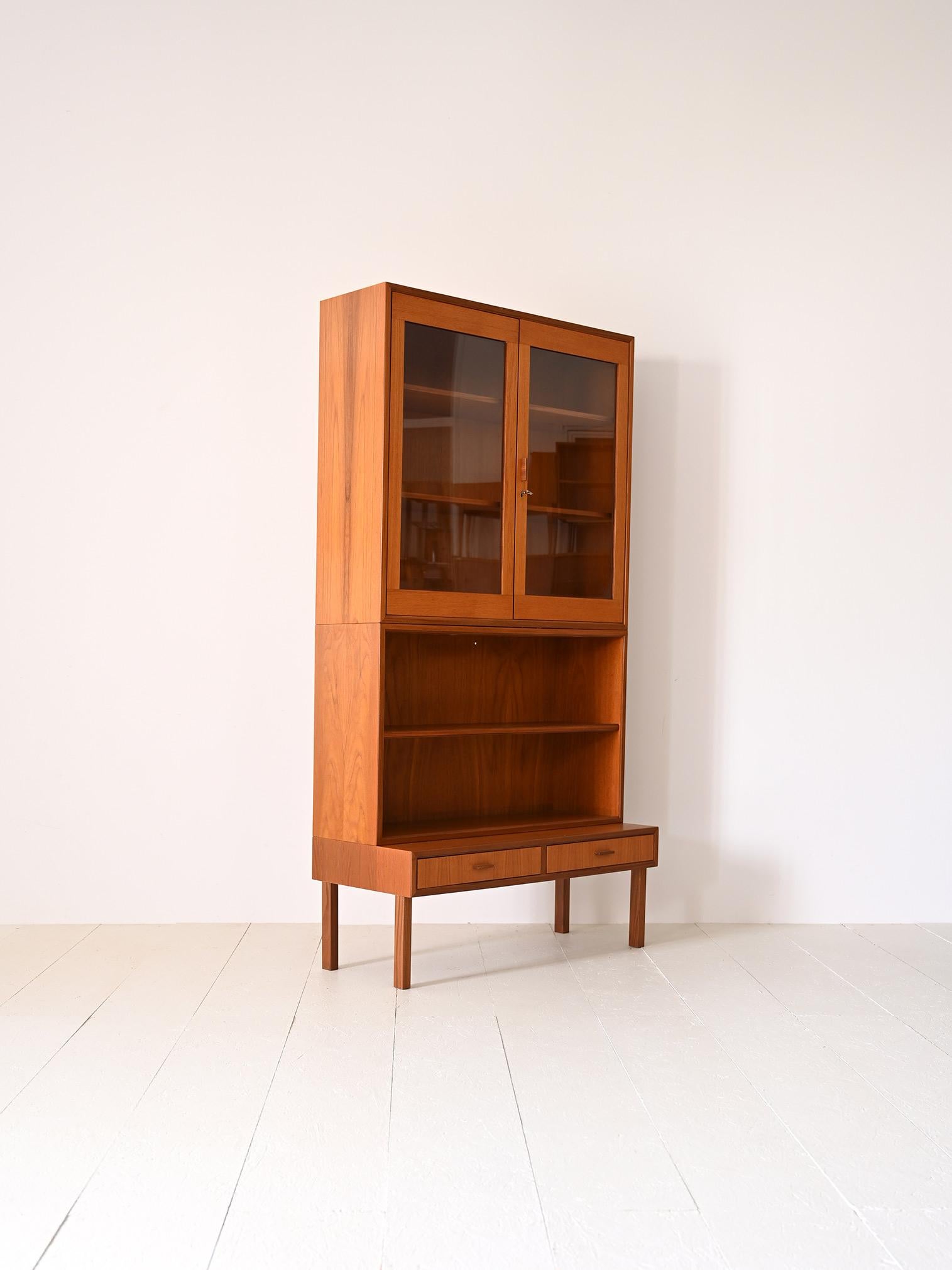 Swedish Teak bookcase cabinet with display cabinet