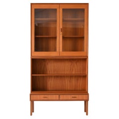 Teak bookcase cabinet with display cabinet