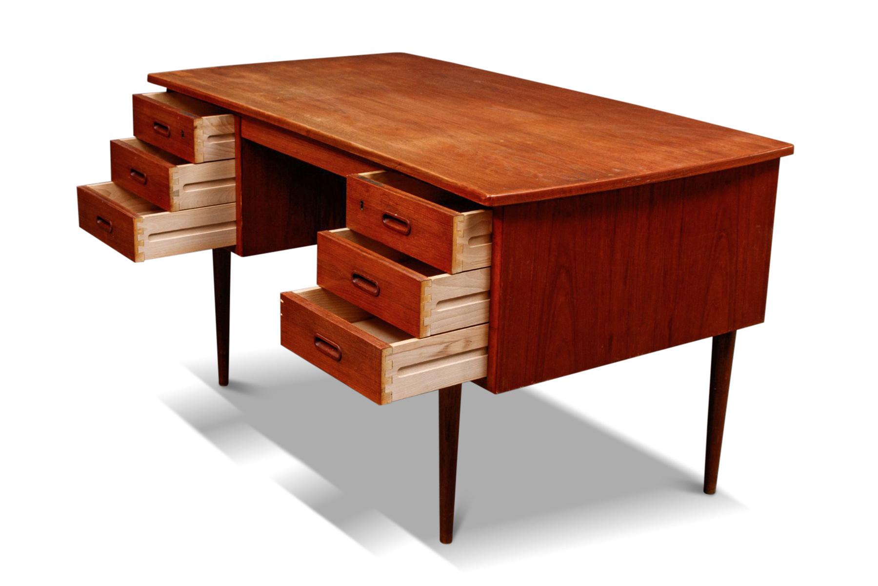 Danish Teak Bookcase Desk on Conical Turned Legs