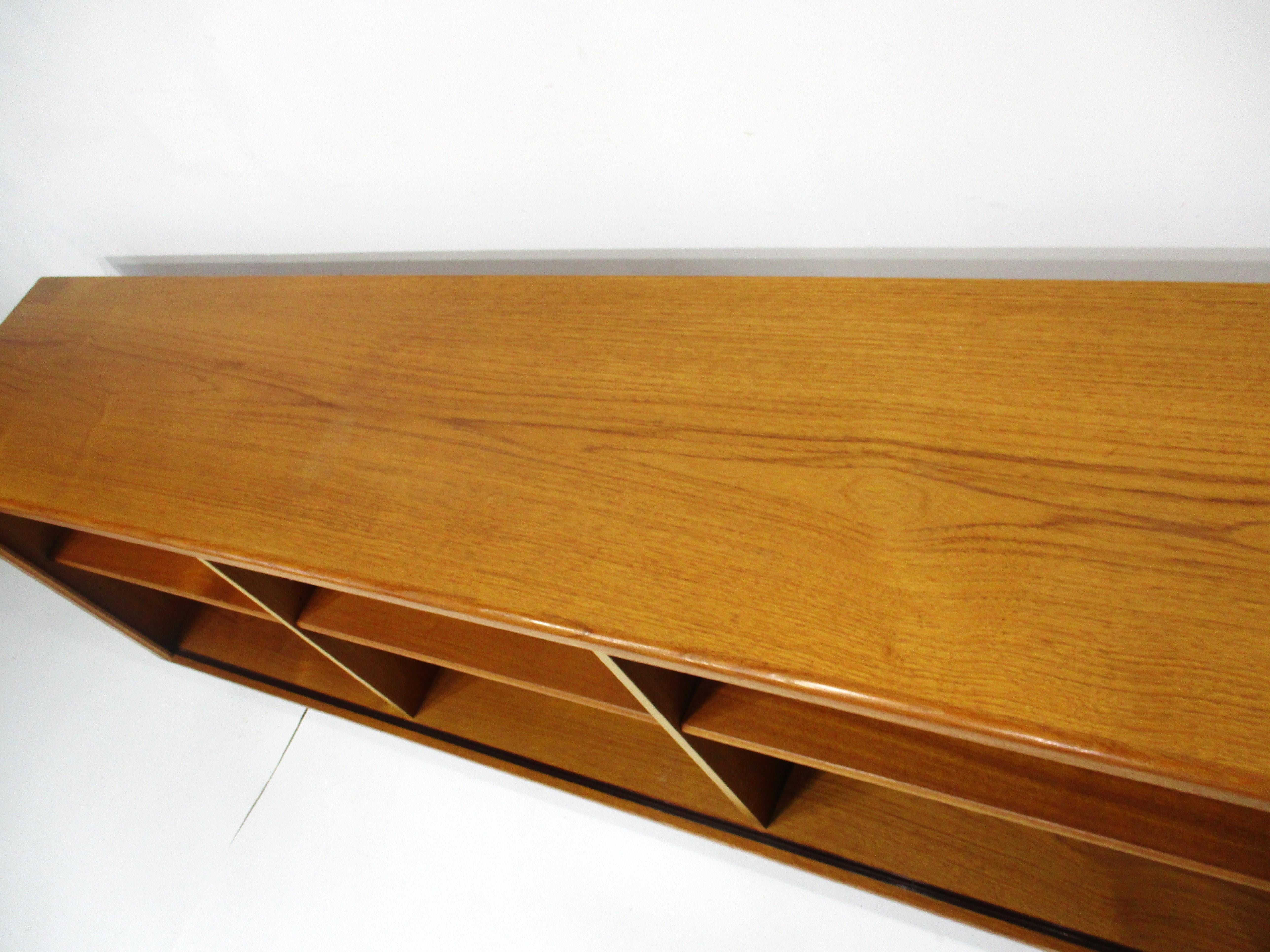 Aluminum Teak Bookcase / Record Cabinet by H.P. Hansen Denmark