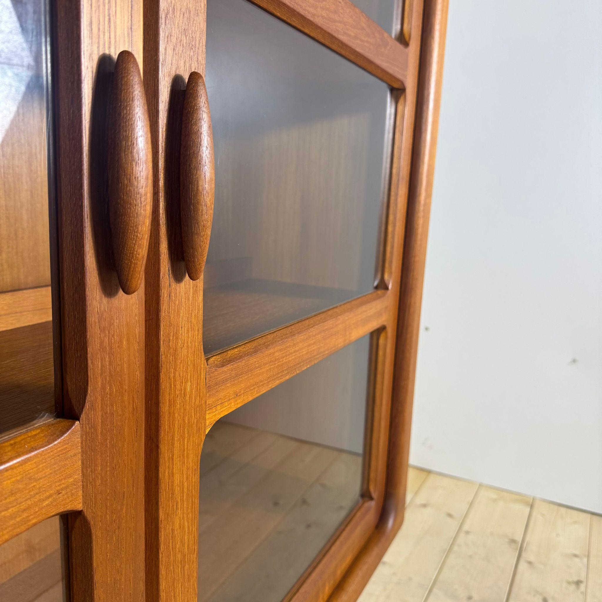 Teak bookcase with glass doors, Denmark 1960s For Sale 3