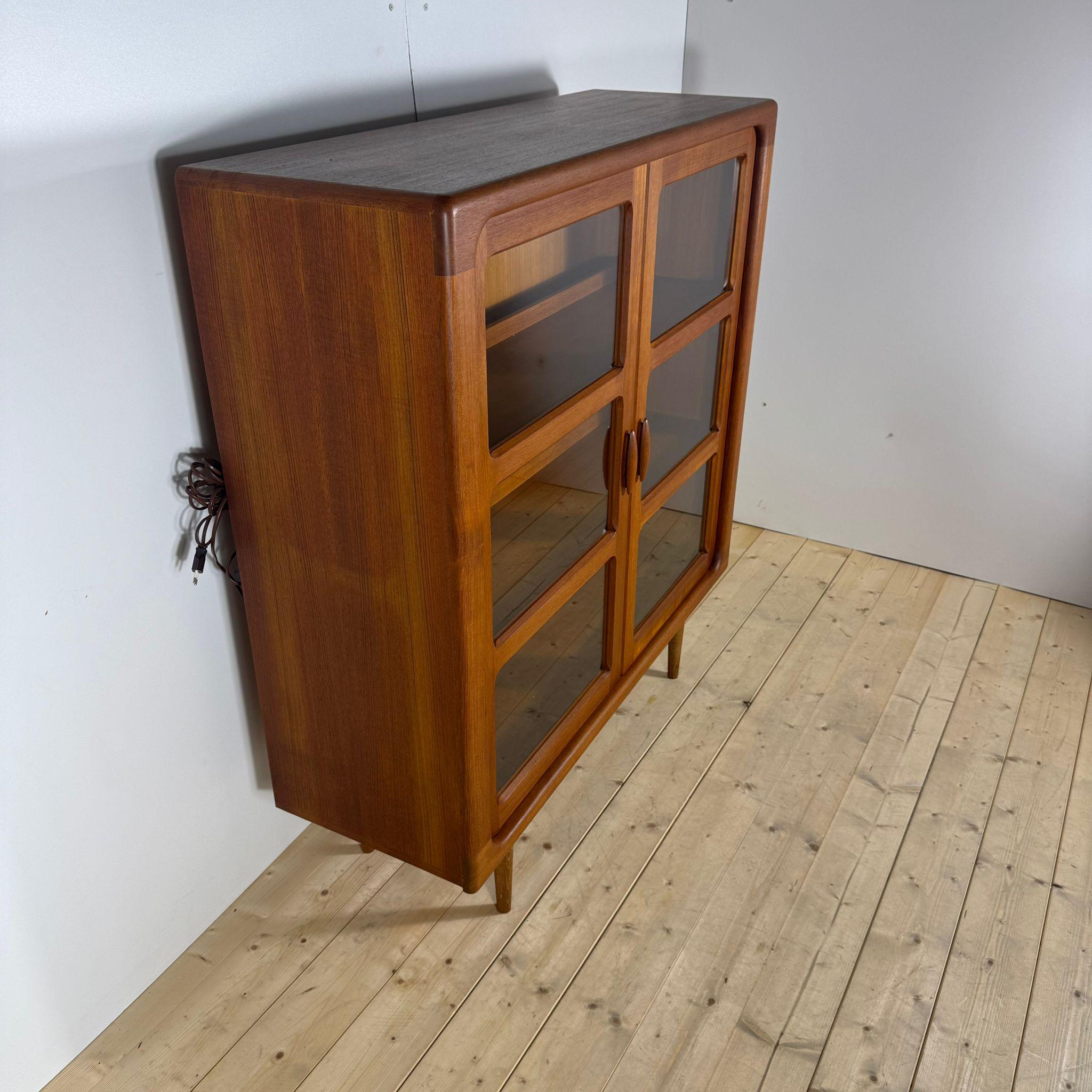 Mid-Century Modern Teak bookcase with glass doors, Denmark 1960s For Sale