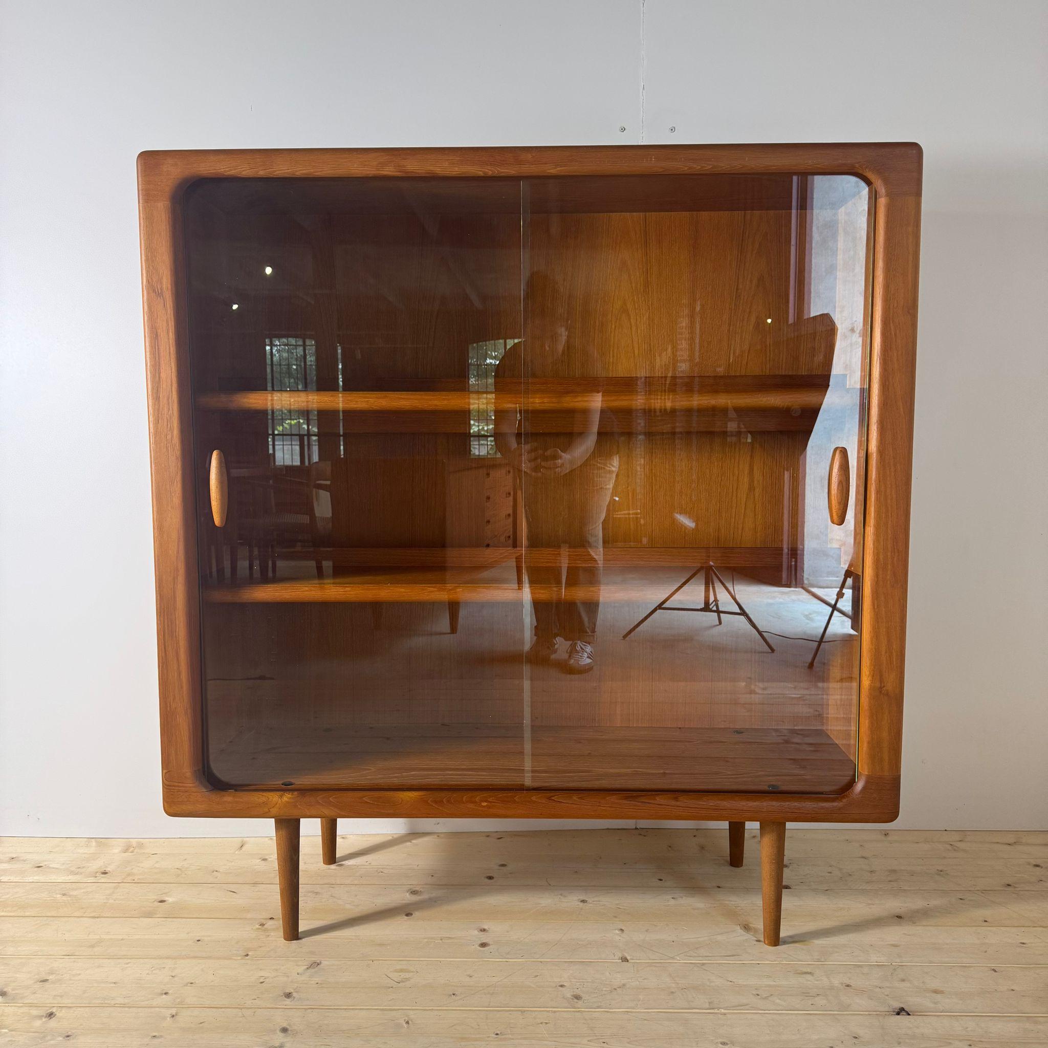 Danish Teak bookcase with glass doors, Denmark 1960s For Sale