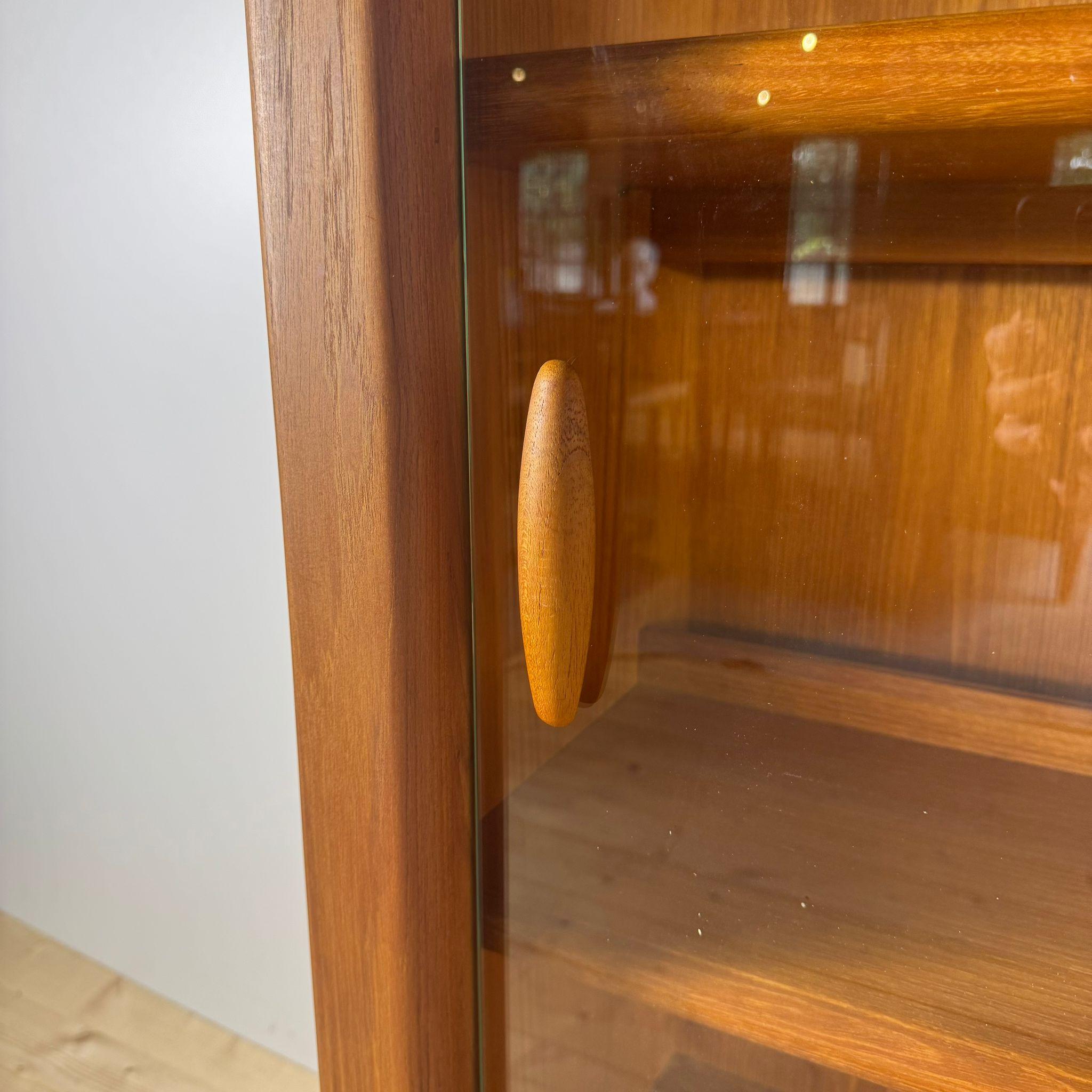 Mid-20th Century Teak bookcase with glass doors, Denmark 1960s For Sale