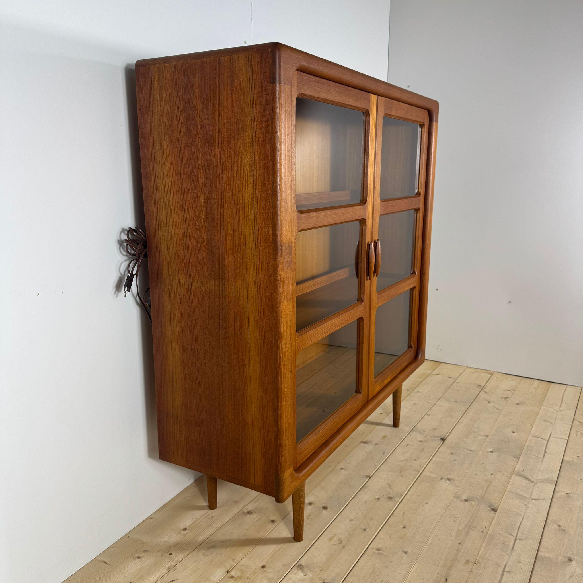 Mid-20th Century Teak bookcase with glass doors, Denmark 1960s For Sale