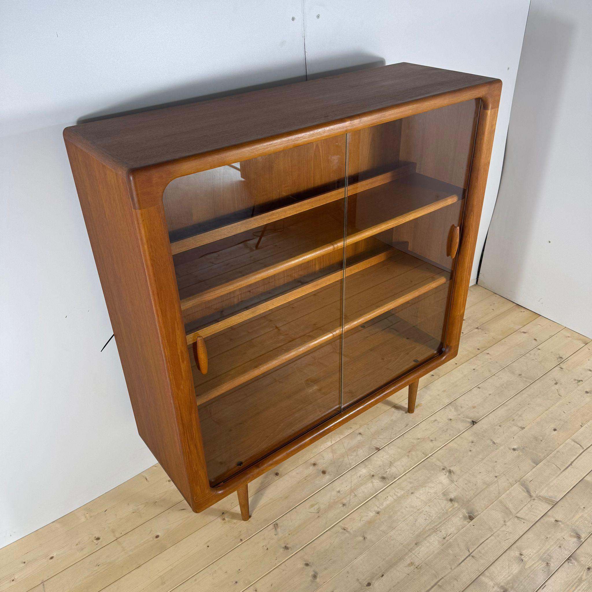 Glass Teak bookcase with glass doors, Denmark 1960s For Sale
