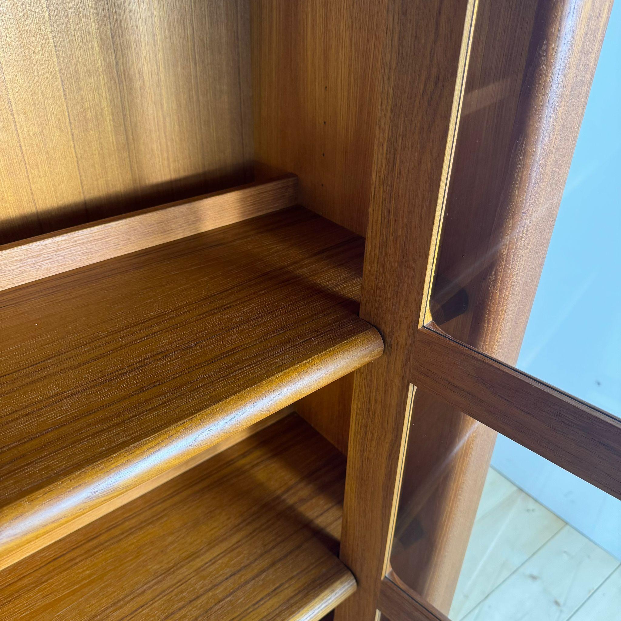 Teak bookcase with glass doors, Denmark 1960s For Sale 2