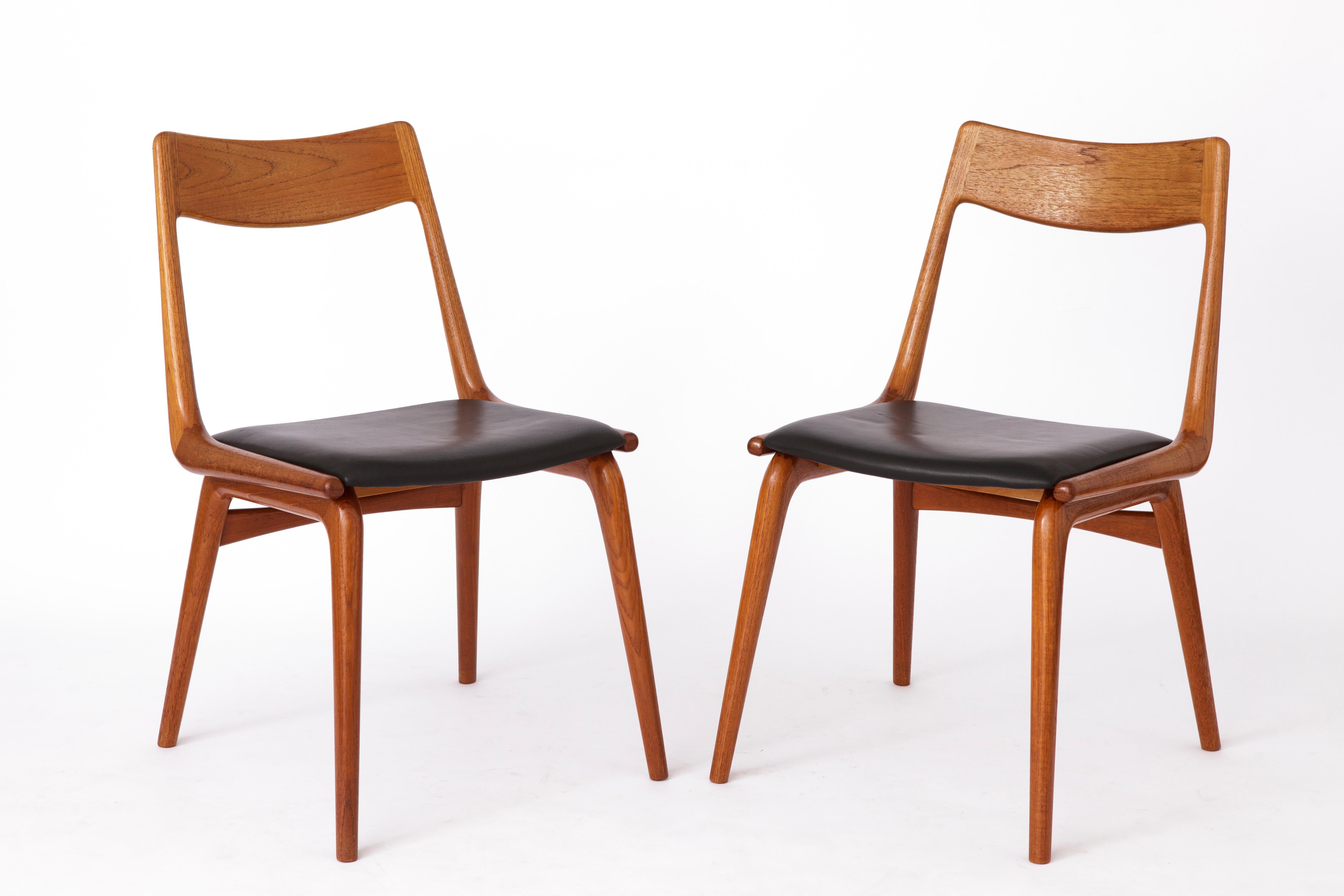 Mid-Century Modern Teak Boomerang Dining Chairs by Alfred Christensen for Slagelse Møbelværk, 1950s For Sale