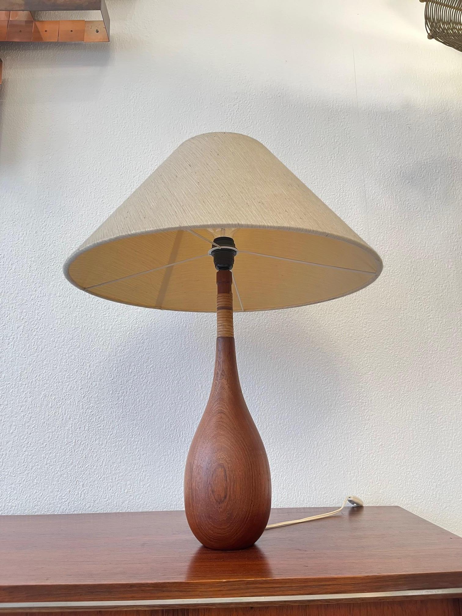 Teak Bottle Shape Table Lamp by ESA, Denmark ca. 1960s For Sale 3