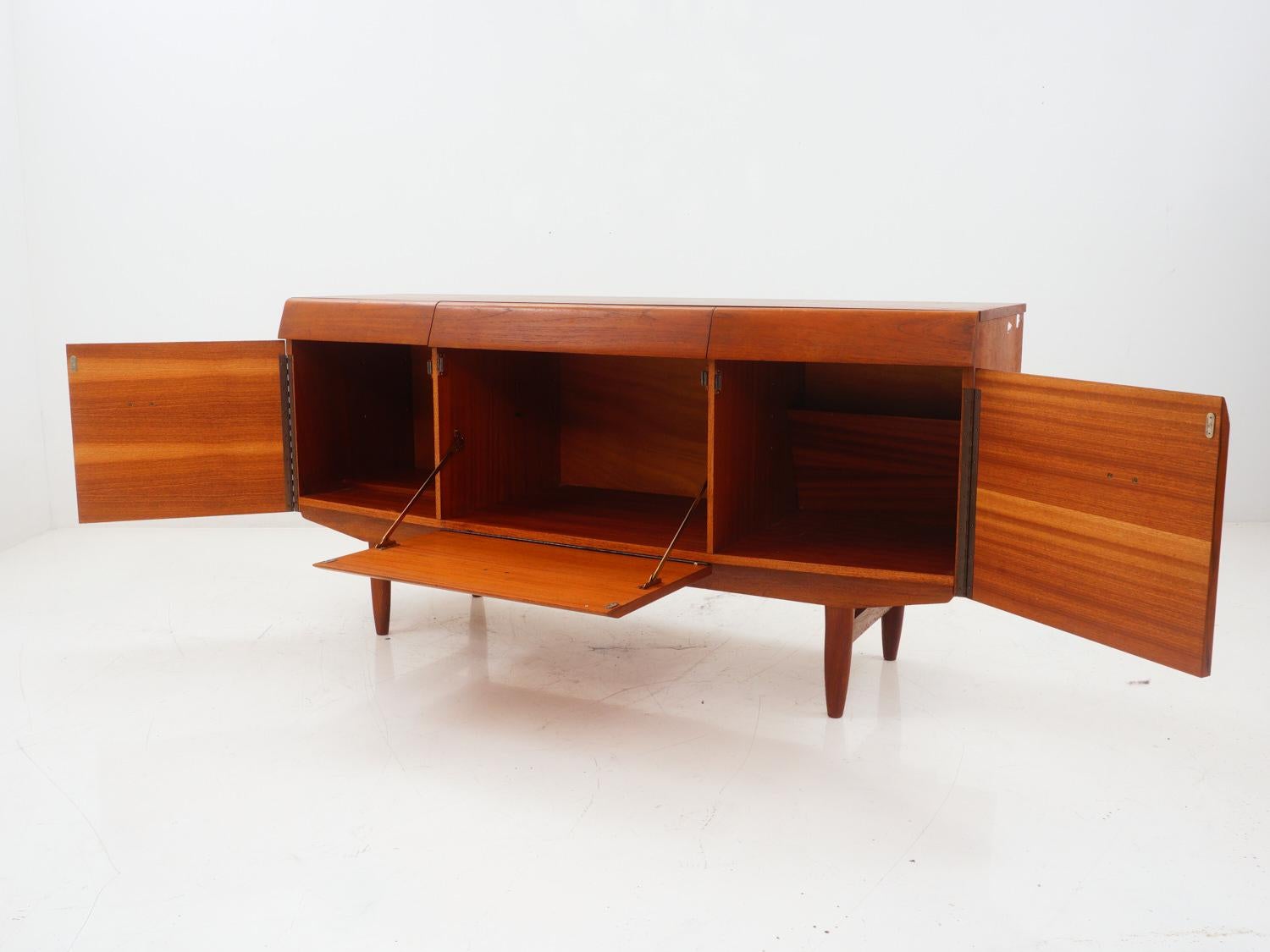 Teak Bow Front Sideboard, 1960s For Sale 1