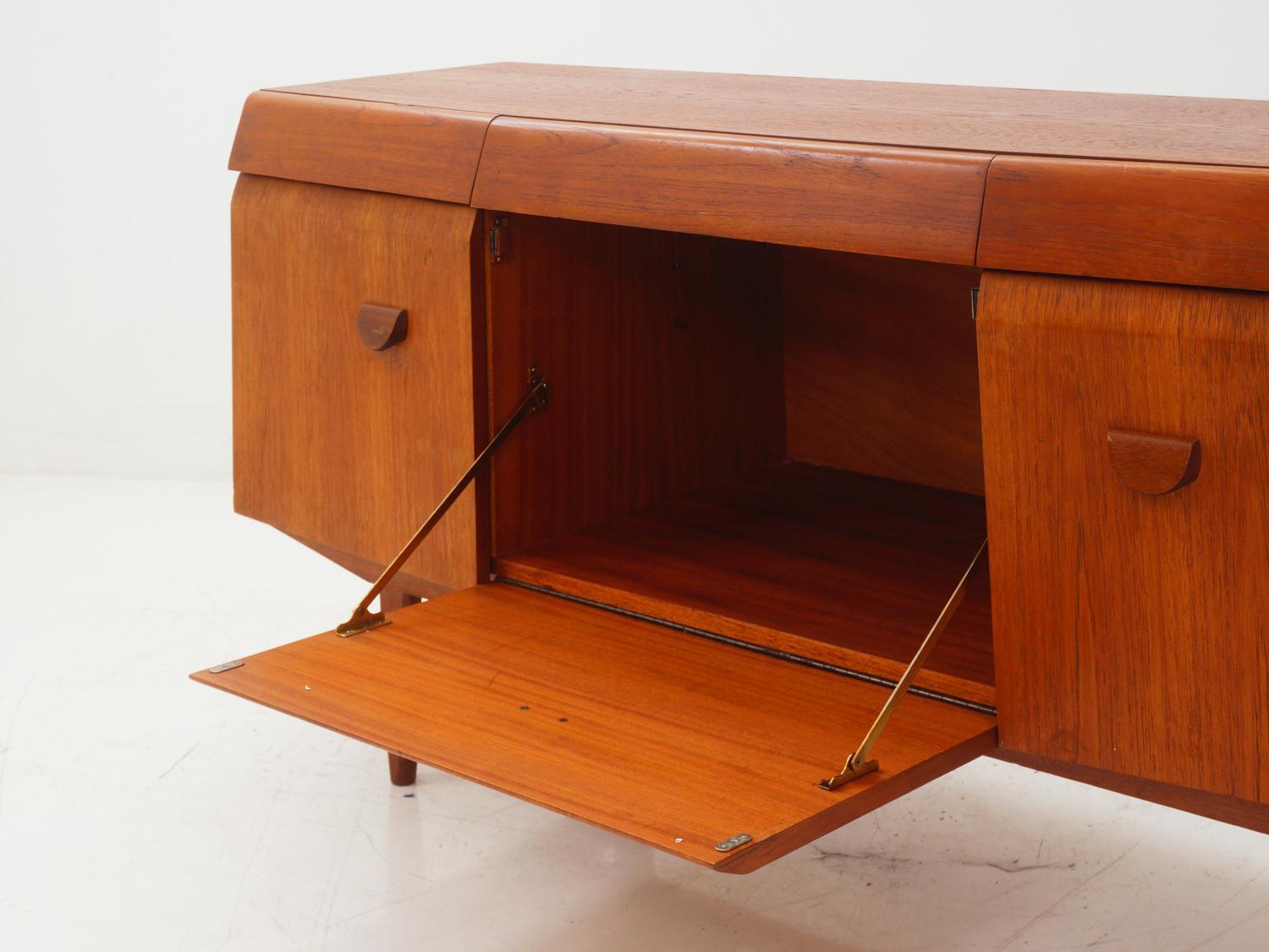 Teak Bow Front Sideboard, 1960s For Sale 2