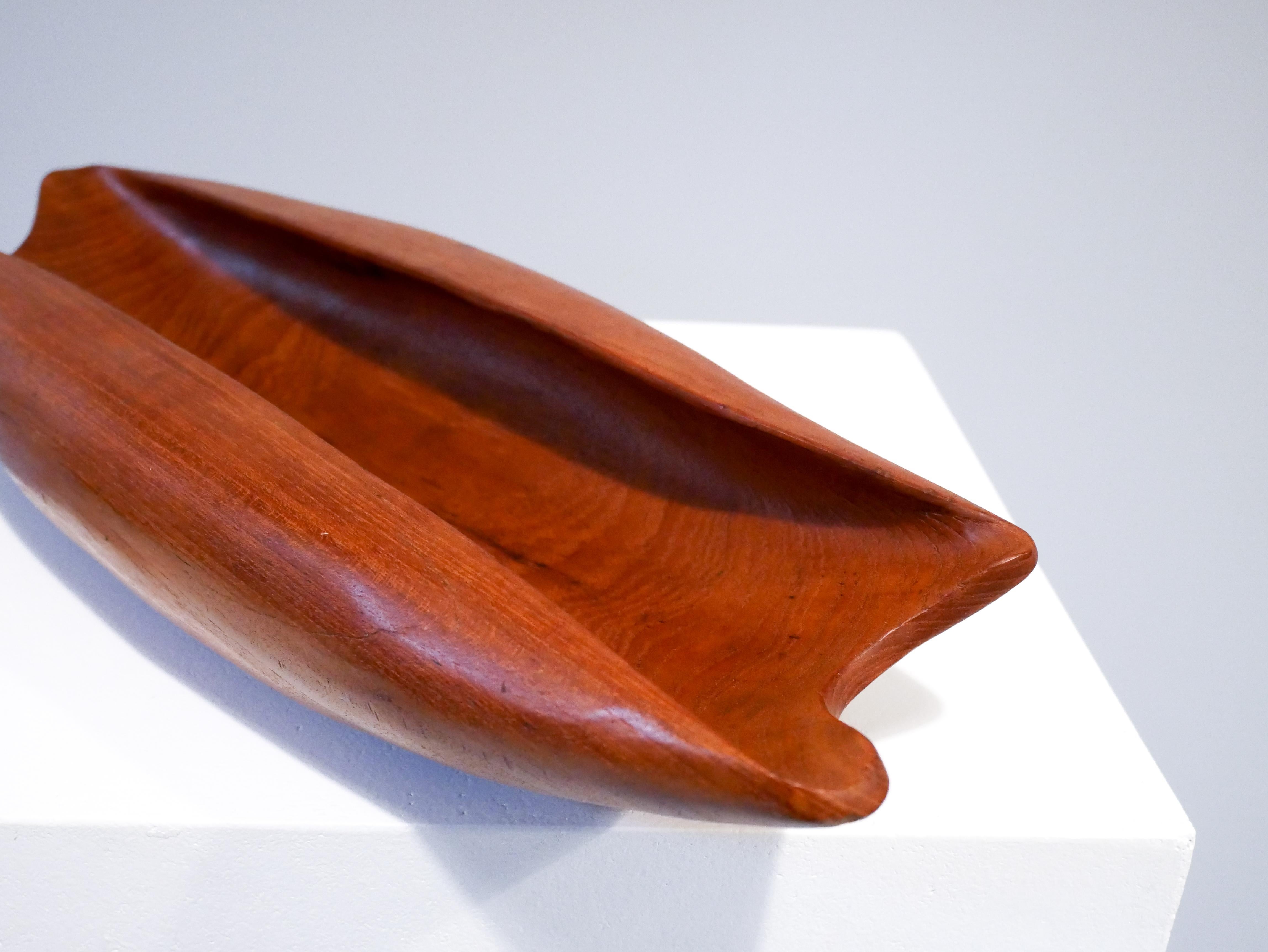 Teak bowl carved out from one solid piece of teak, 1950s, Denmark.