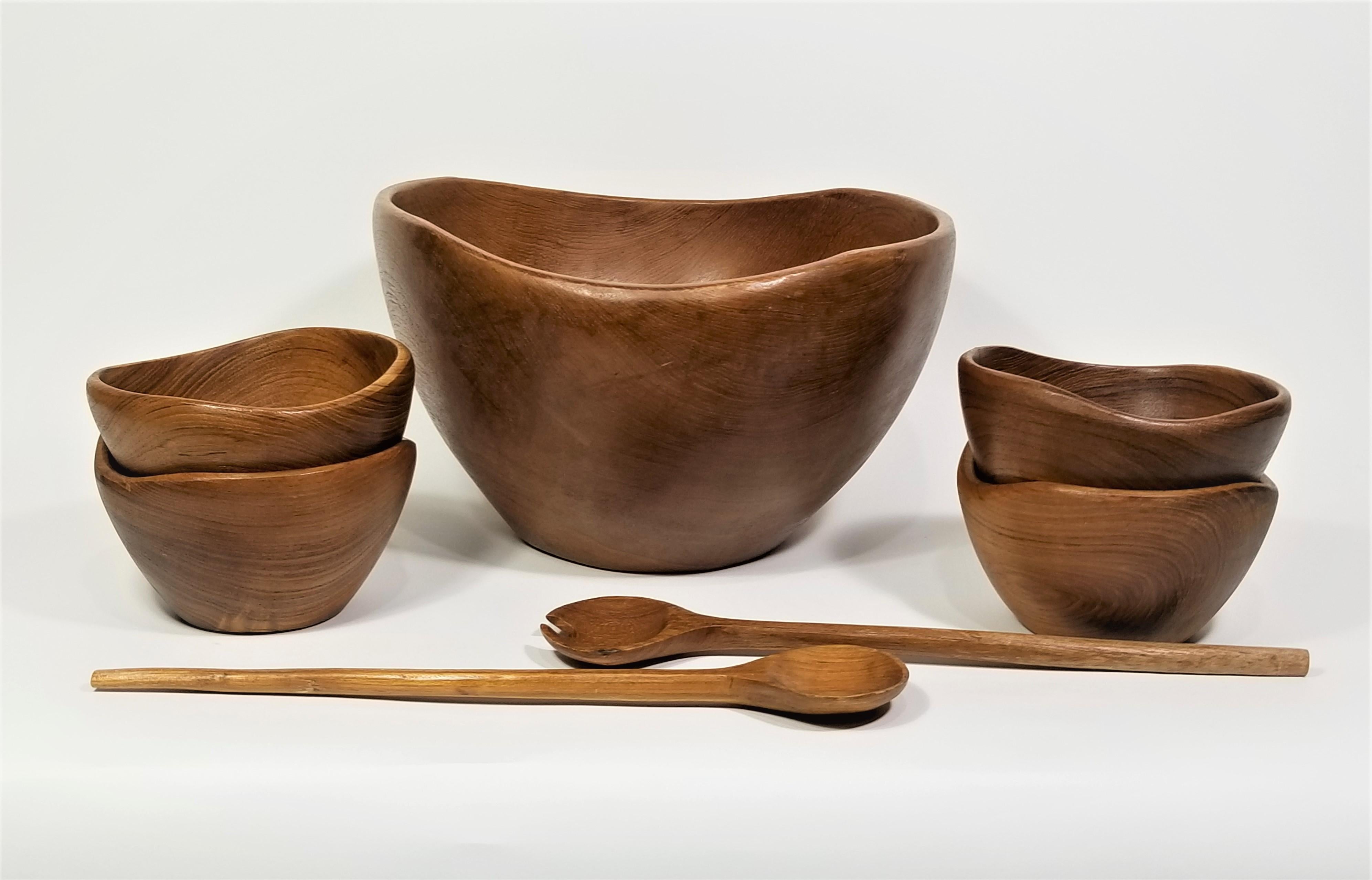 Teak Bowl Set Mid Century 1960s  In Good Condition For Sale In New York, NY