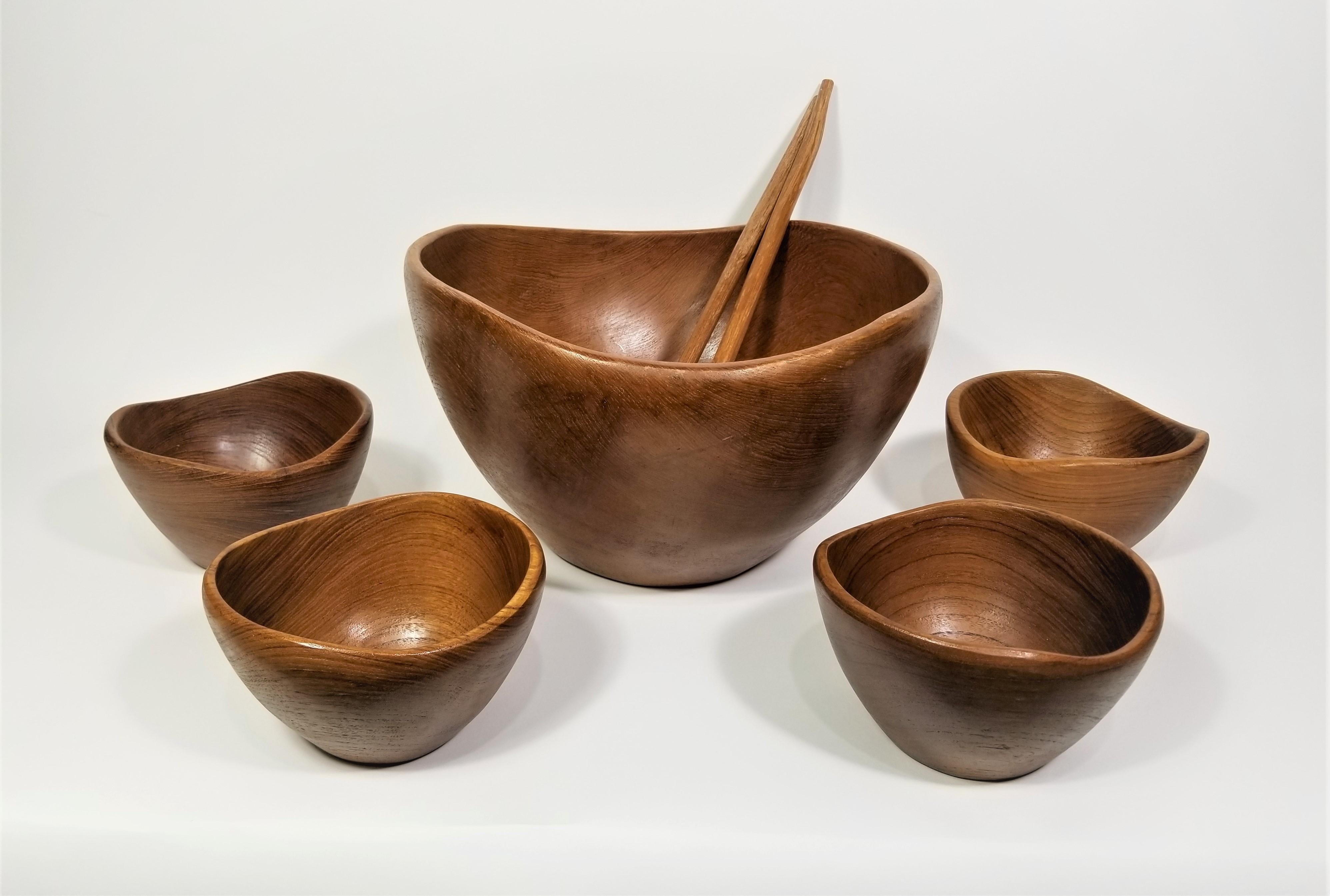 Teak Bowl Set Mid Century 1960s  For Sale 3