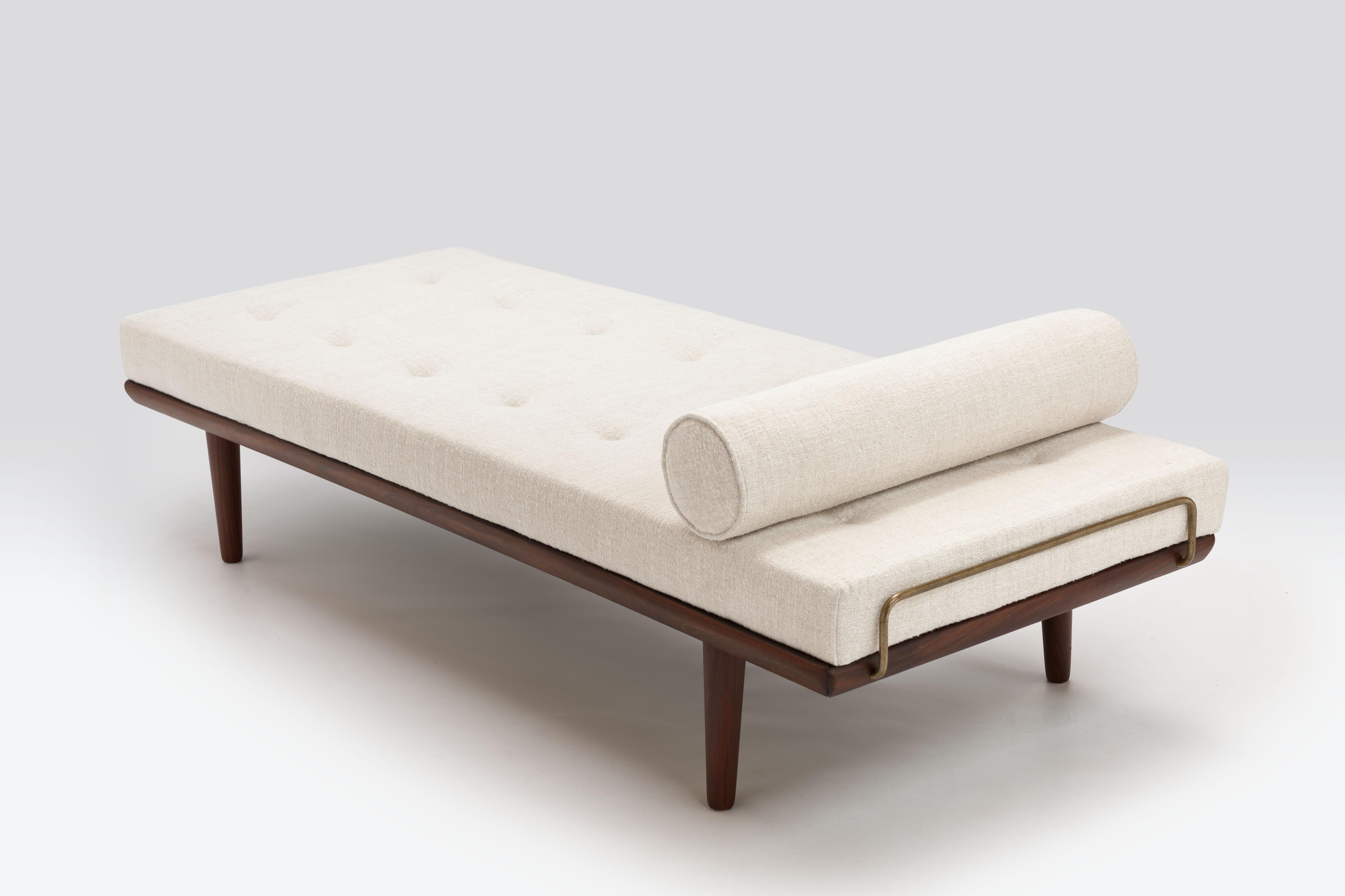 Teak & Brass Daybed Model Ge19 by Hans J. Wegner for GETAMA, Denmark 11