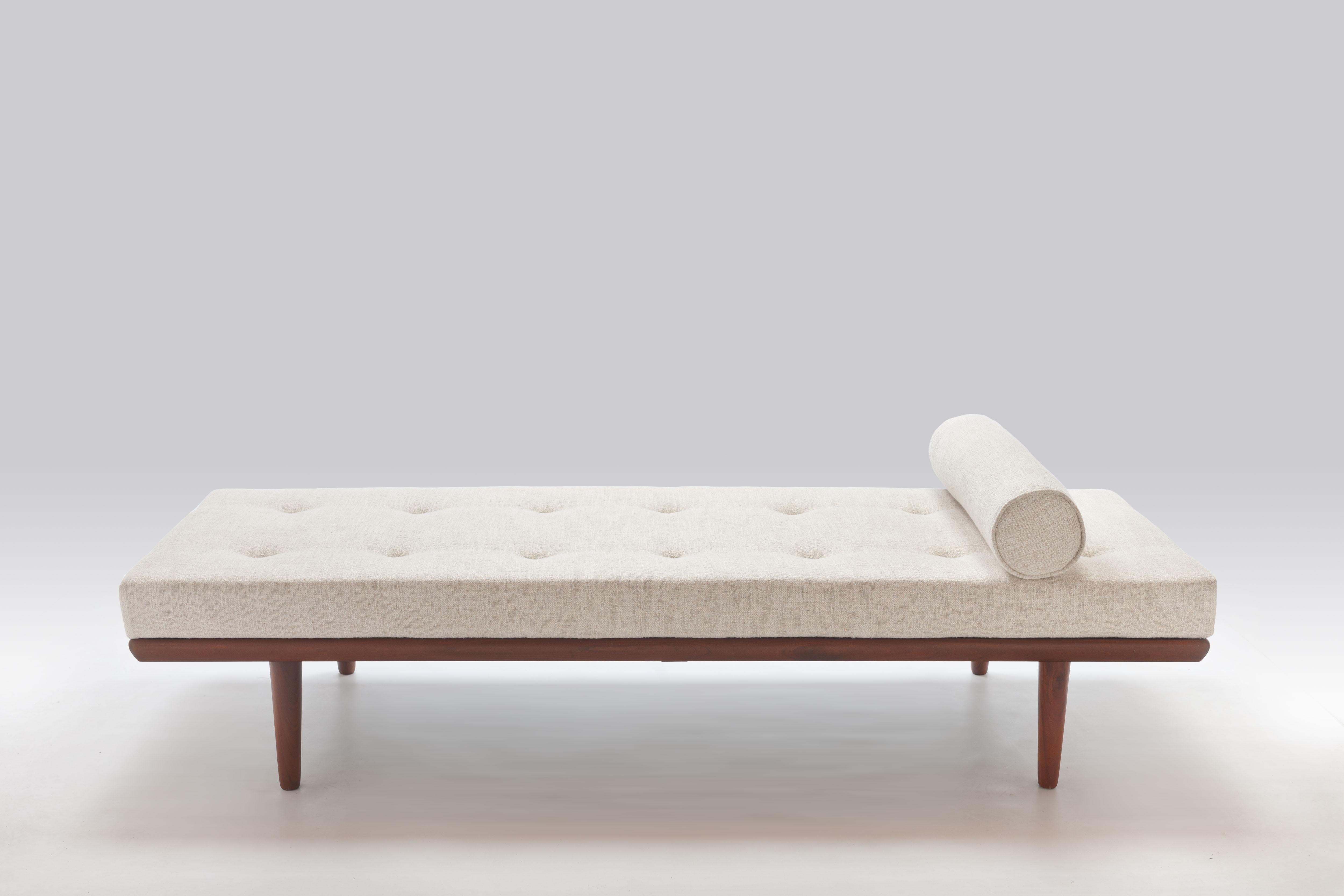 Danish Teak & Brass Daybed Model Ge19 by Hans J. Wegner for GETAMA, Denmark