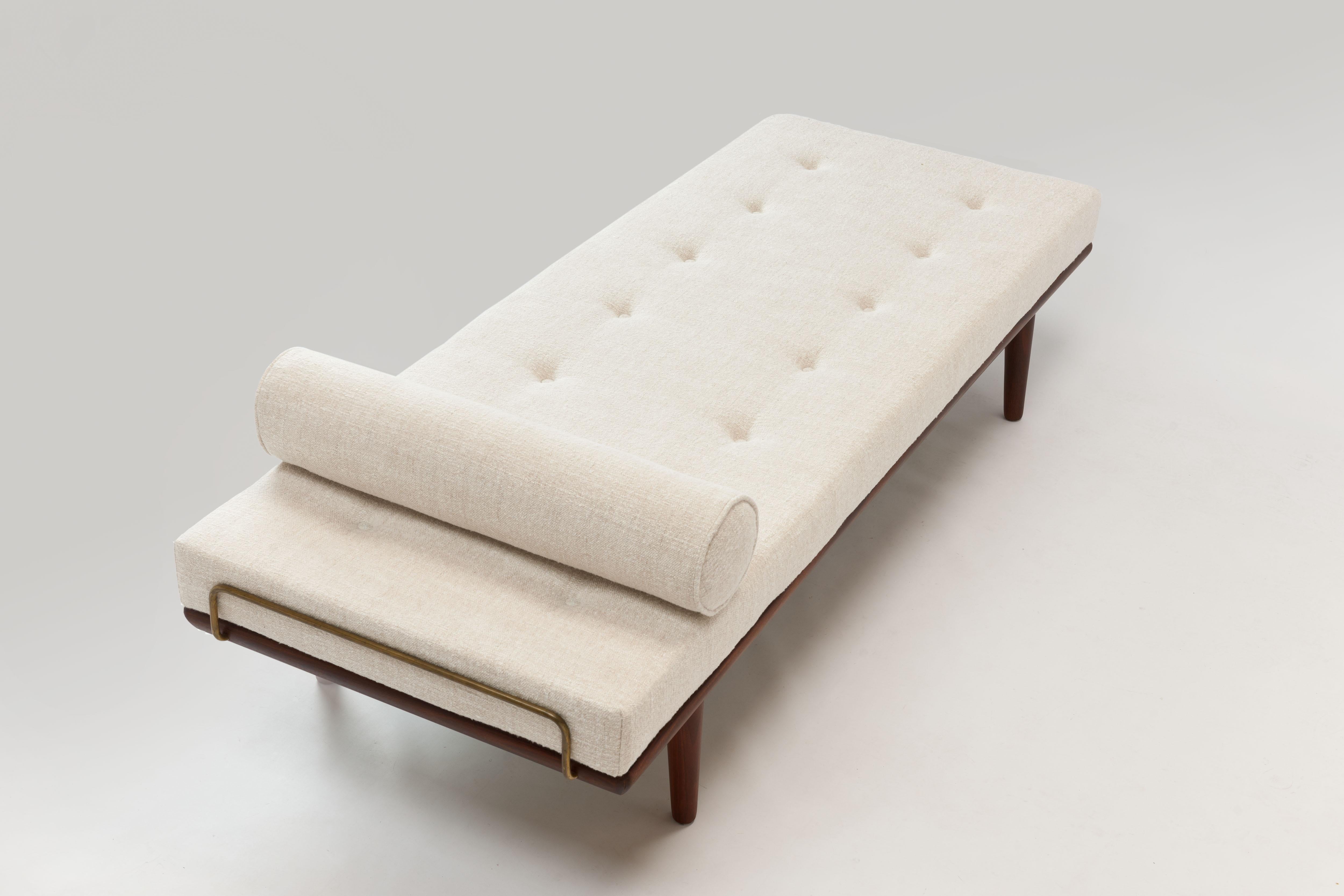 Teak & Brass Daybed Model Ge19 by Hans J. Wegner for GETAMA, Denmark 1