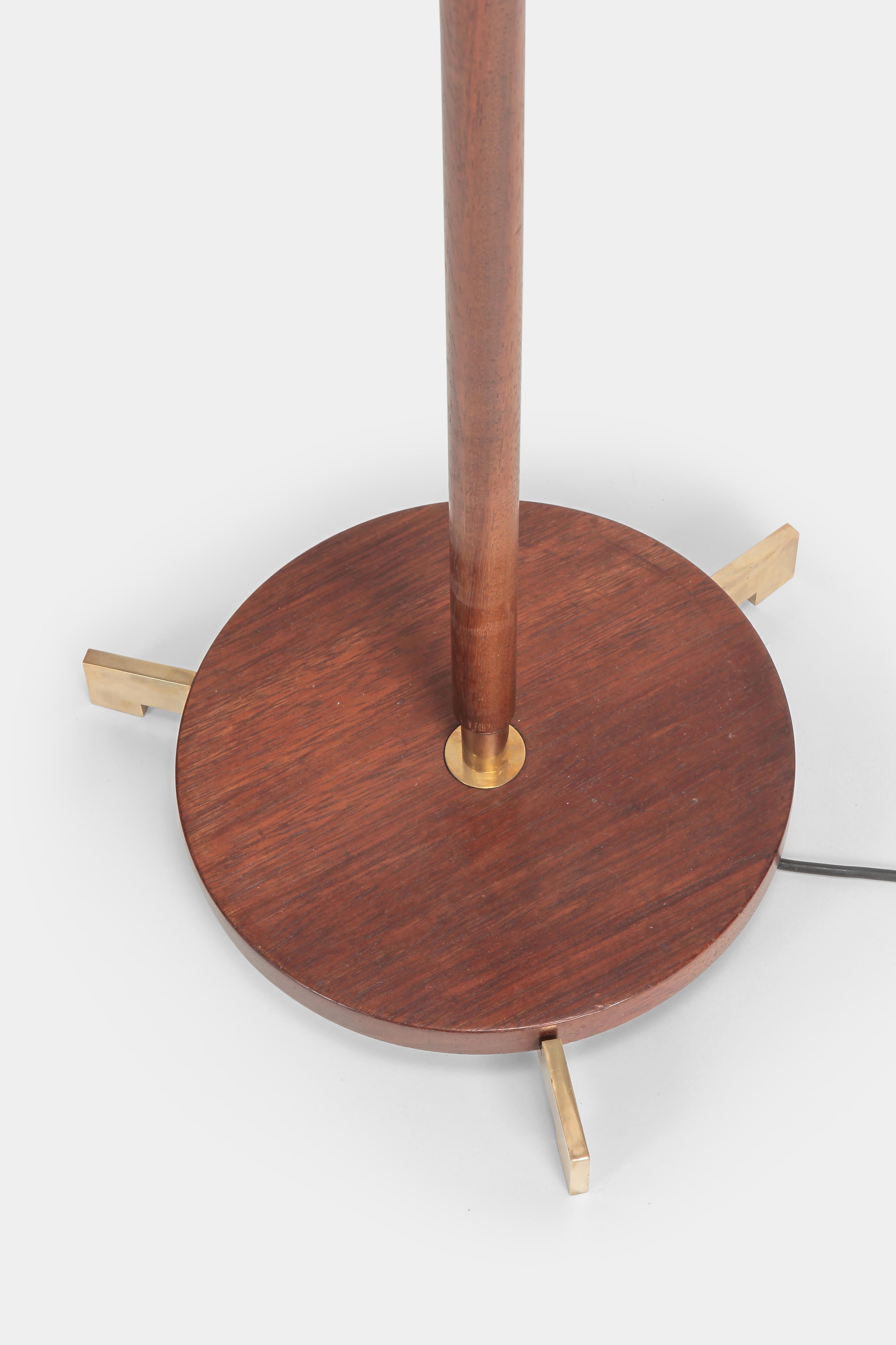 Teak Brass Floor Lamp Attributed Kalmar, 1960s For Sale 4