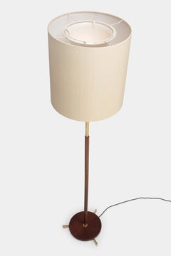 Teak Brass Floor Lamp Attributed Kalmar, 1960s