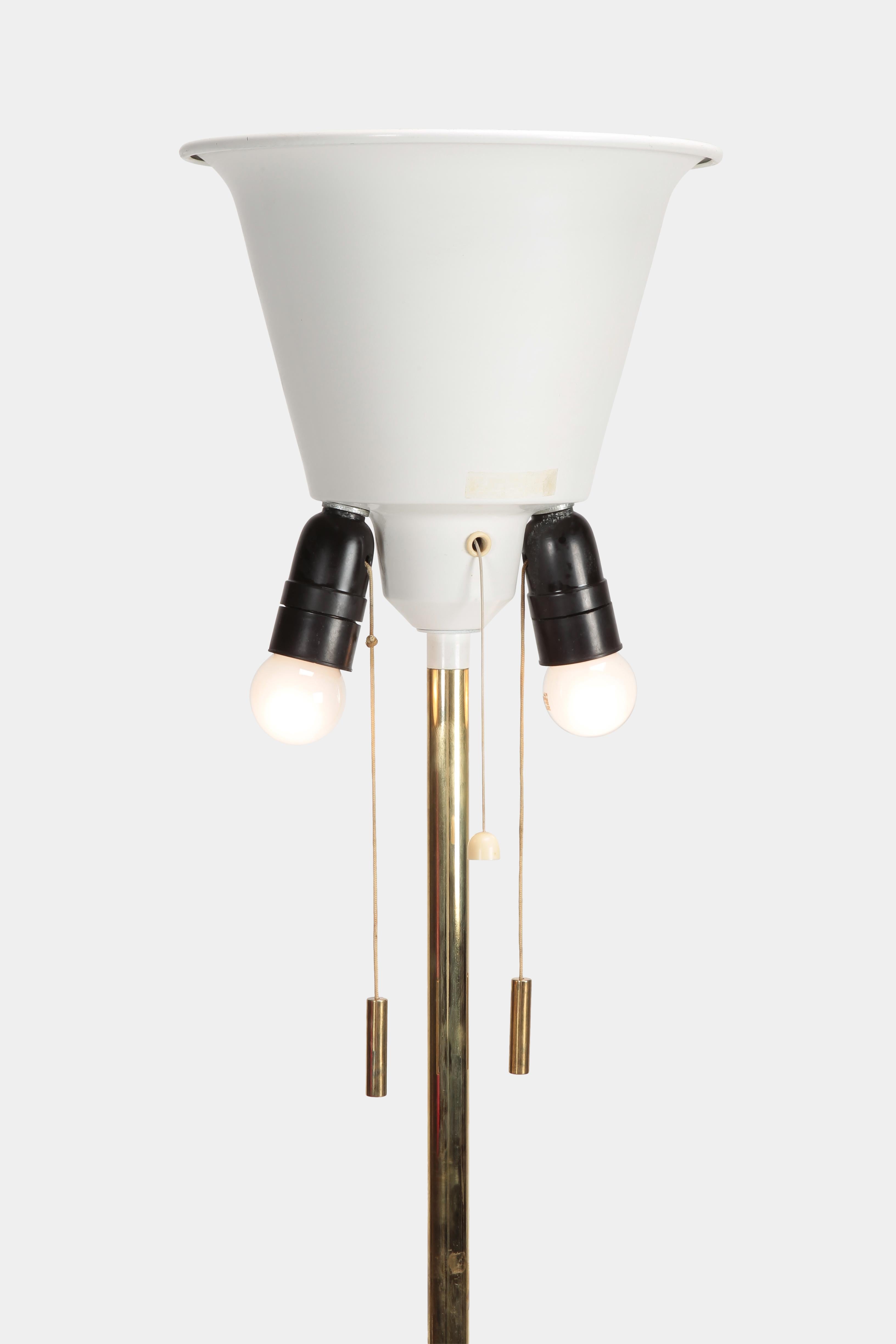 Teak Brass Floor Lamp Attributed Kalmar, 1960s For Sale 1