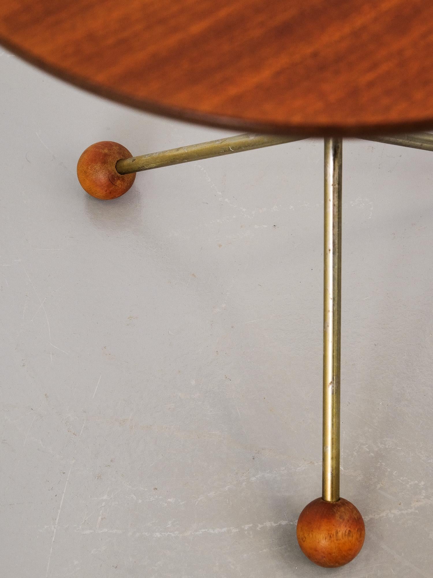 Swedish Teak and Brass Side Table by Albert Larsson for Alberts Tibro, 1950s