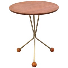 Teak and Brass Side Table by Albert Larsson for Alberts Tibro, 1950s