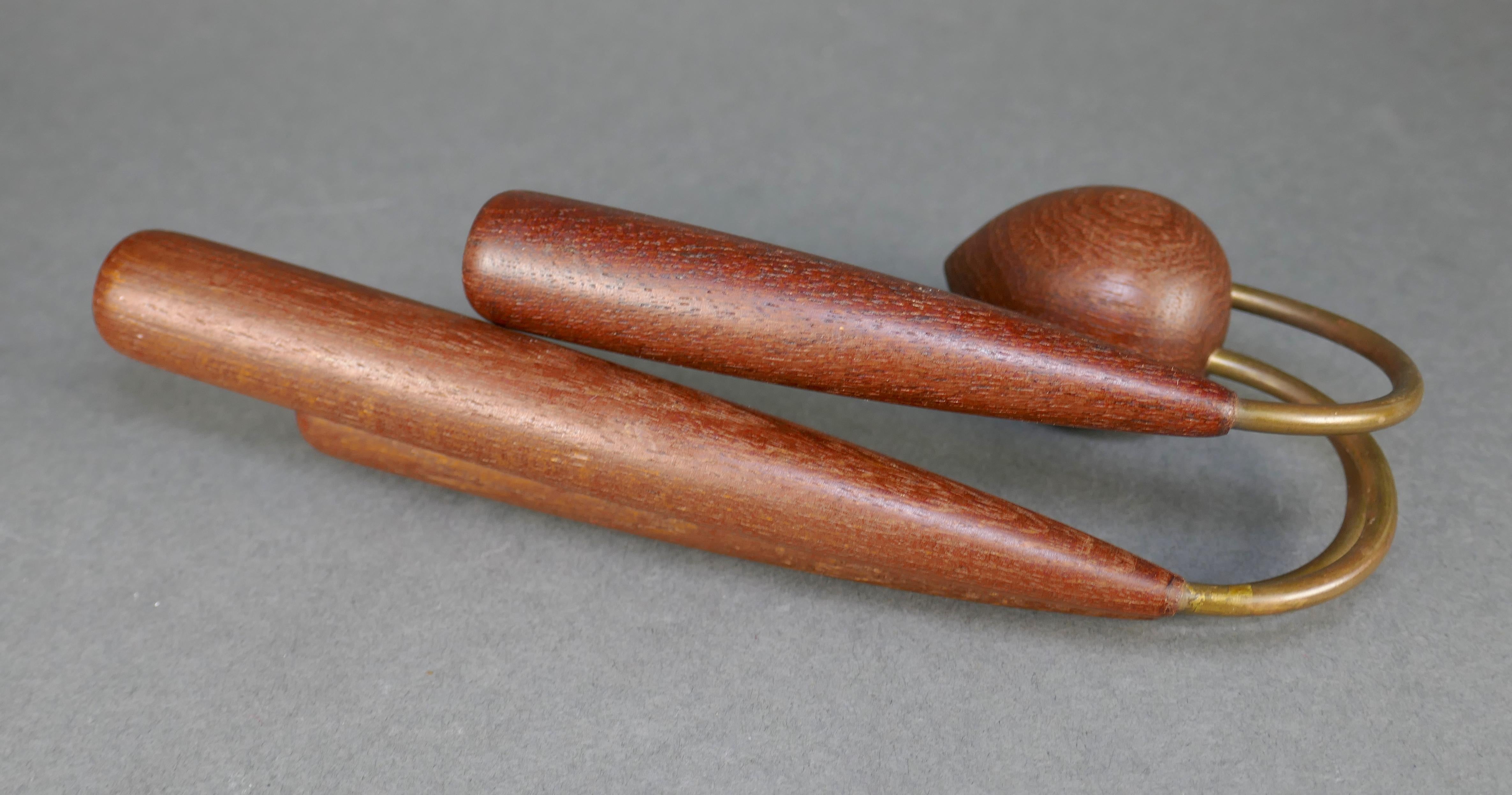 Teak & Brass Three Tiered Candelabra from Denmark 3