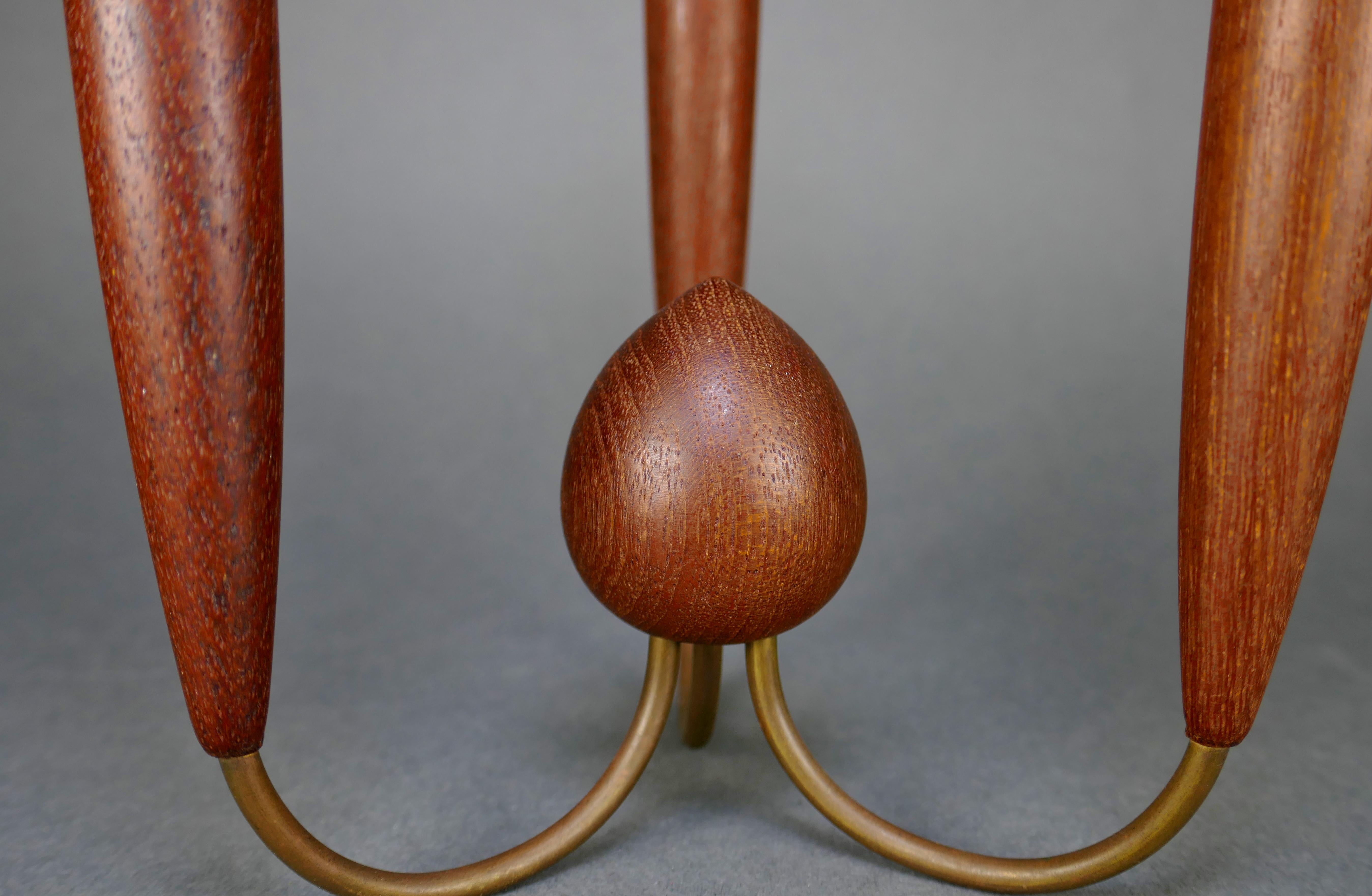 Mid-Century Modern Teak & Brass Three Tiered Candelabra from Denmark