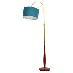 Teak & Brass Vintage Adjustable Floor Lamp