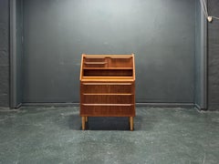 Teak Bureau with Drawers and Extending Desk