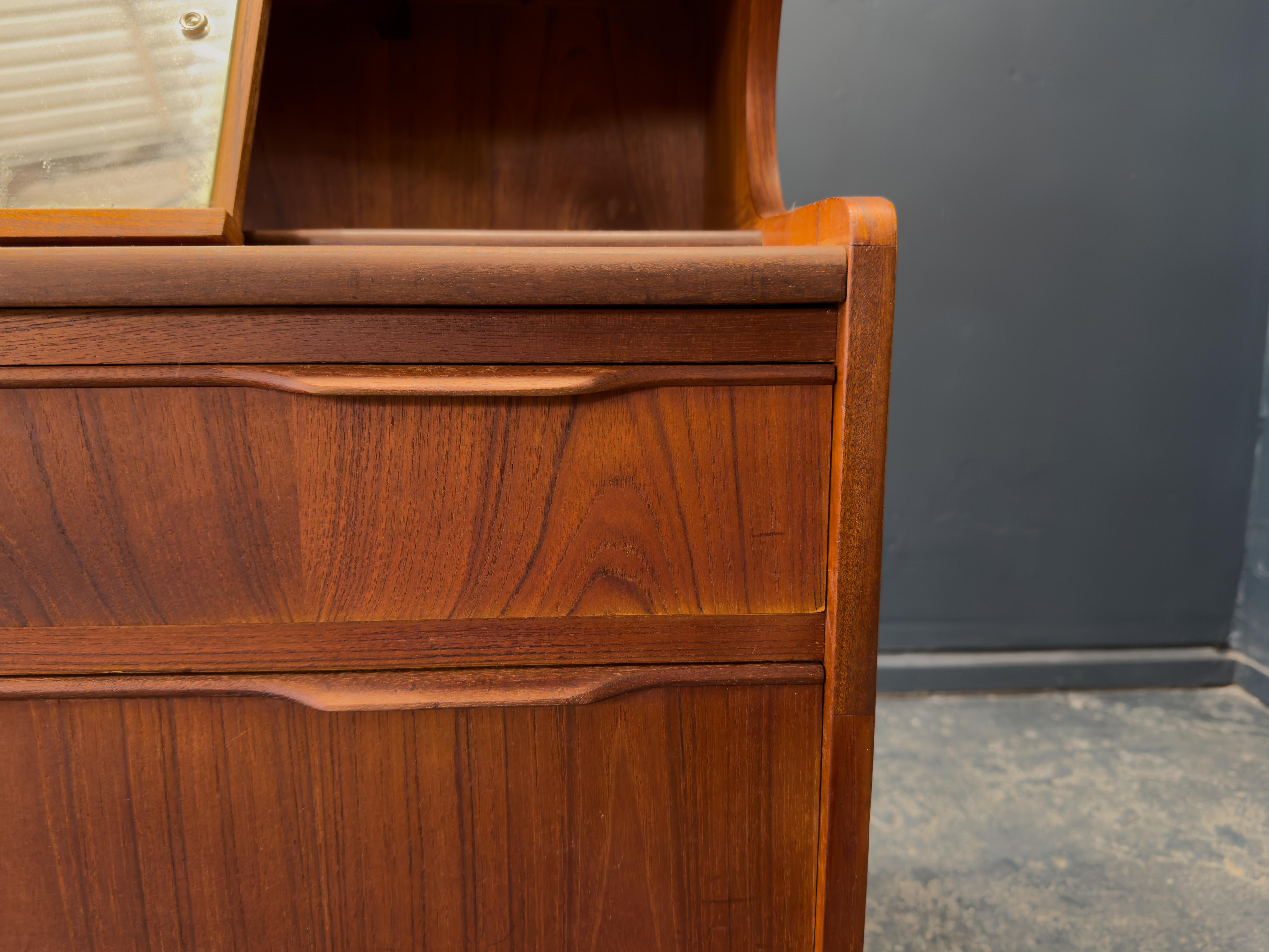 Teak Bureau with Writing Desk For Sale 4