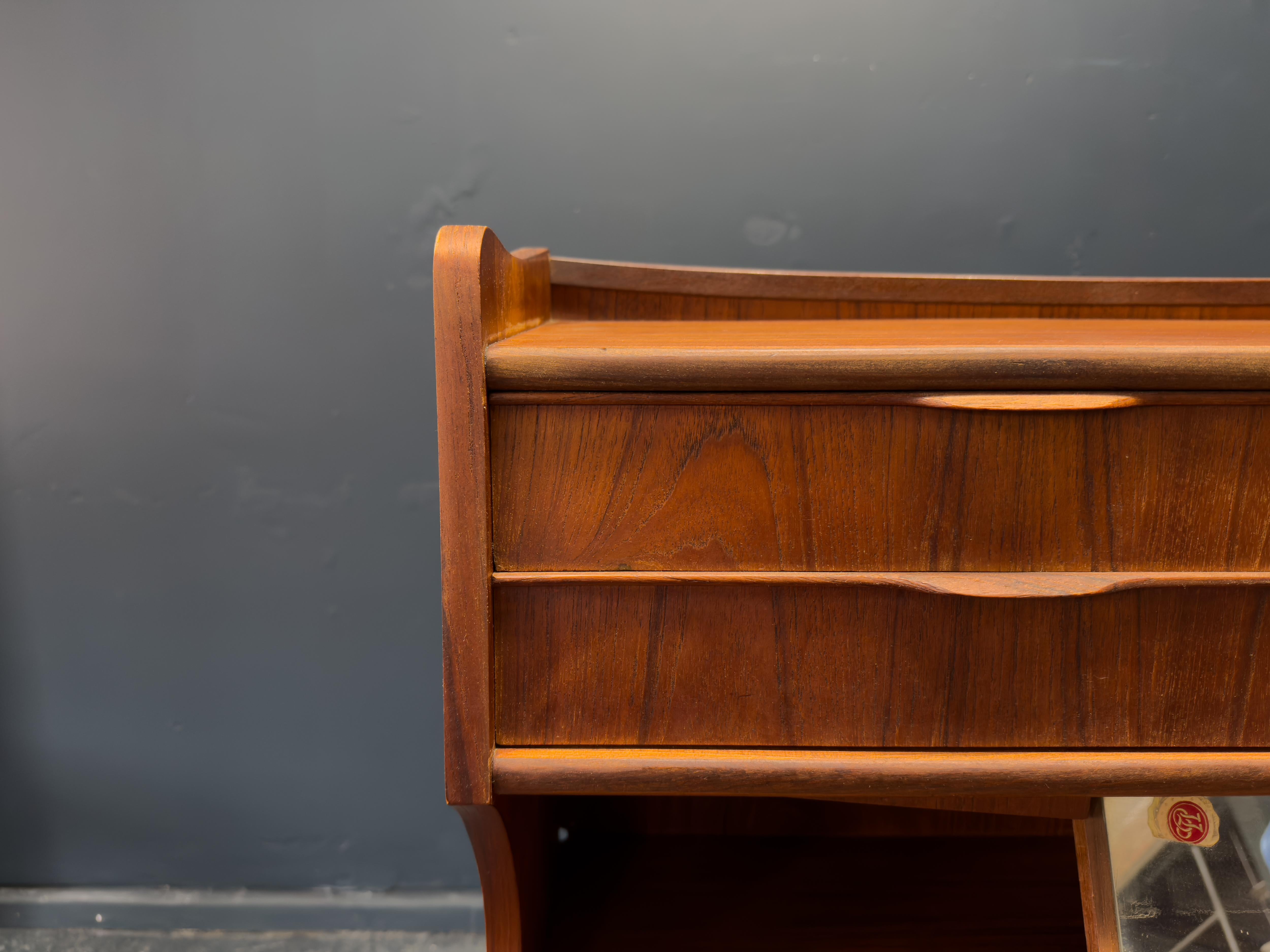 Teak Bureau with Writing Desk For Sale 6