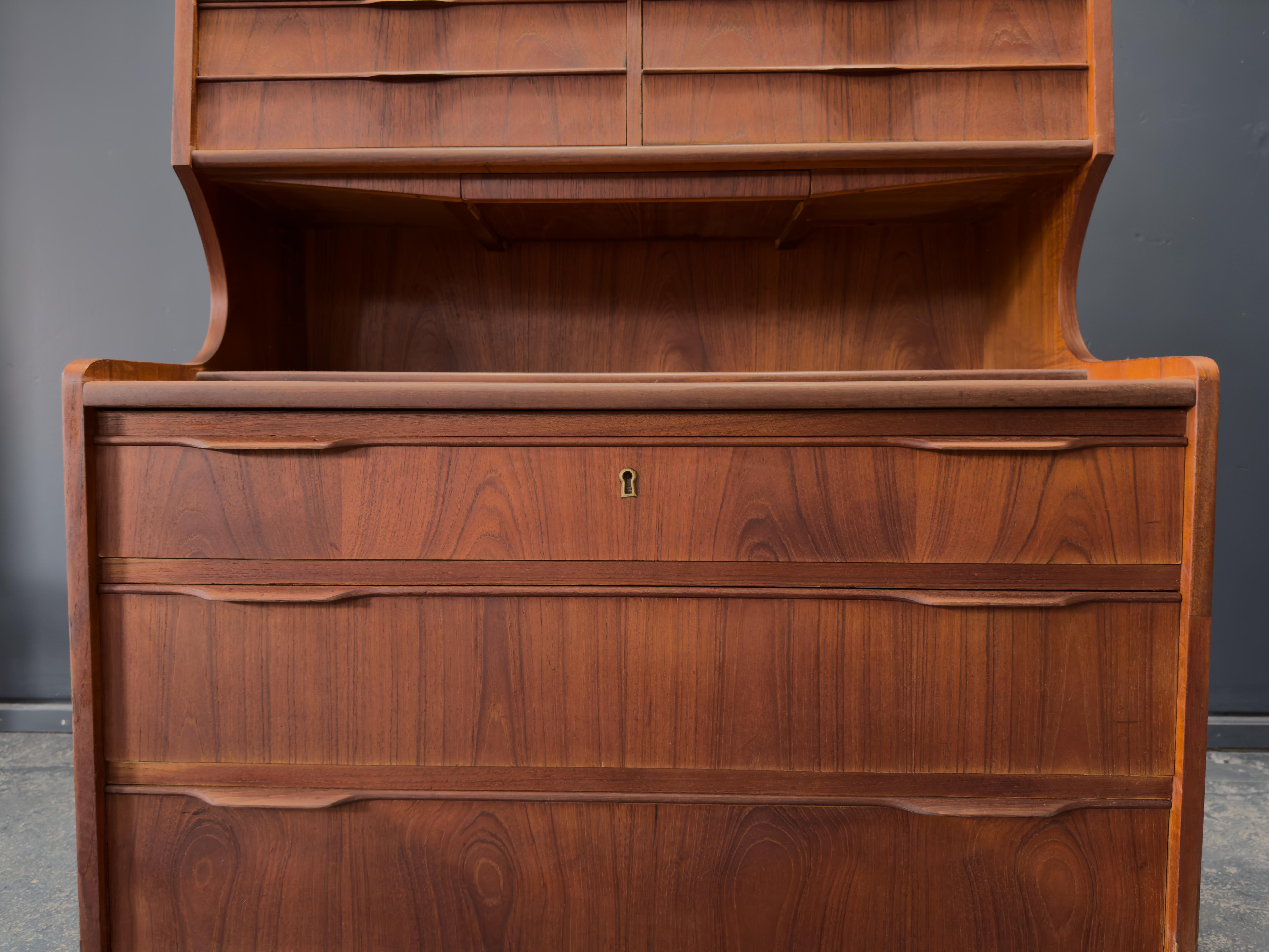 Teak Bureau with Writing Desk For Sale 10