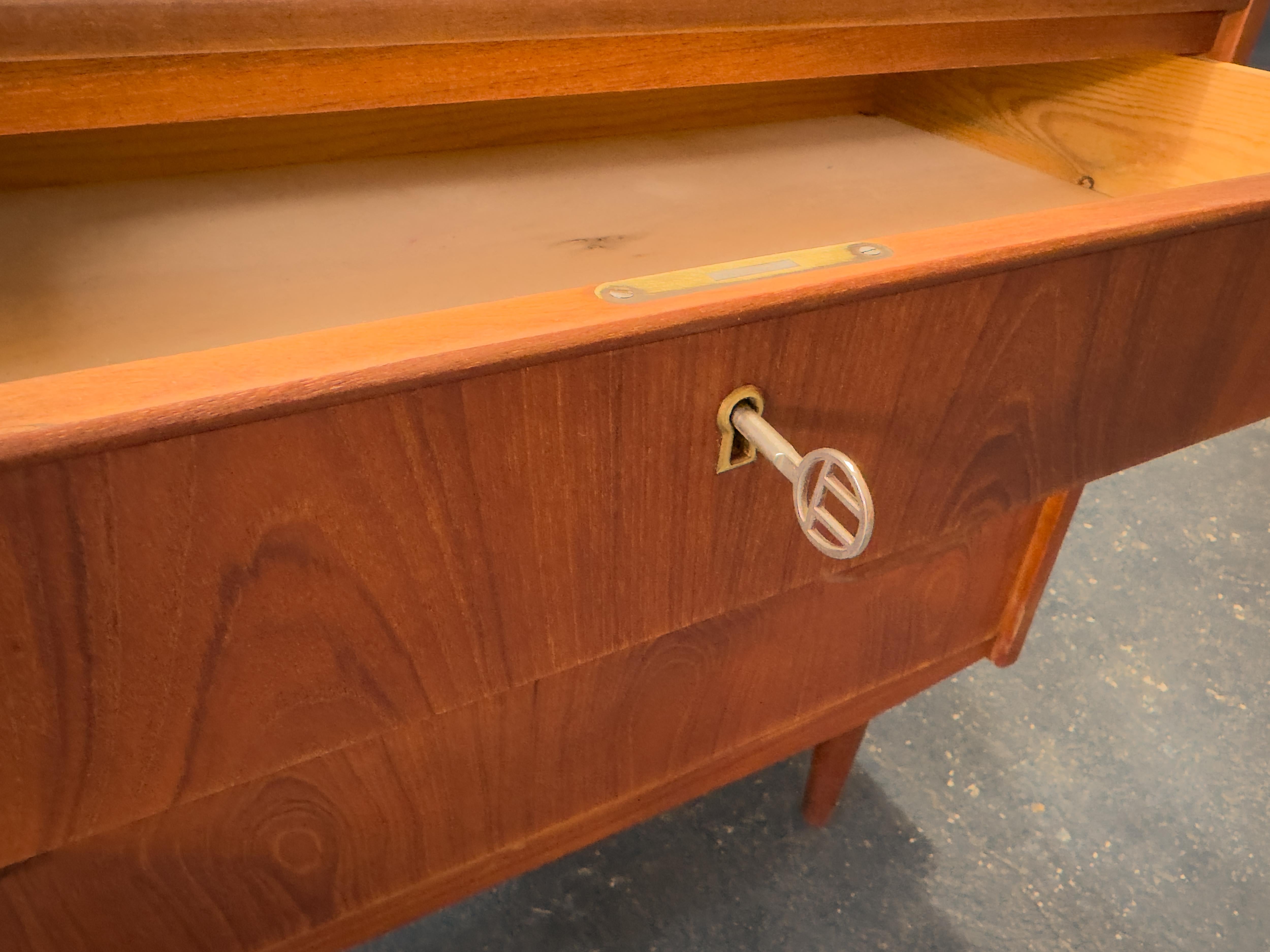 Teak Bureau with Writing Desk For Sale 11