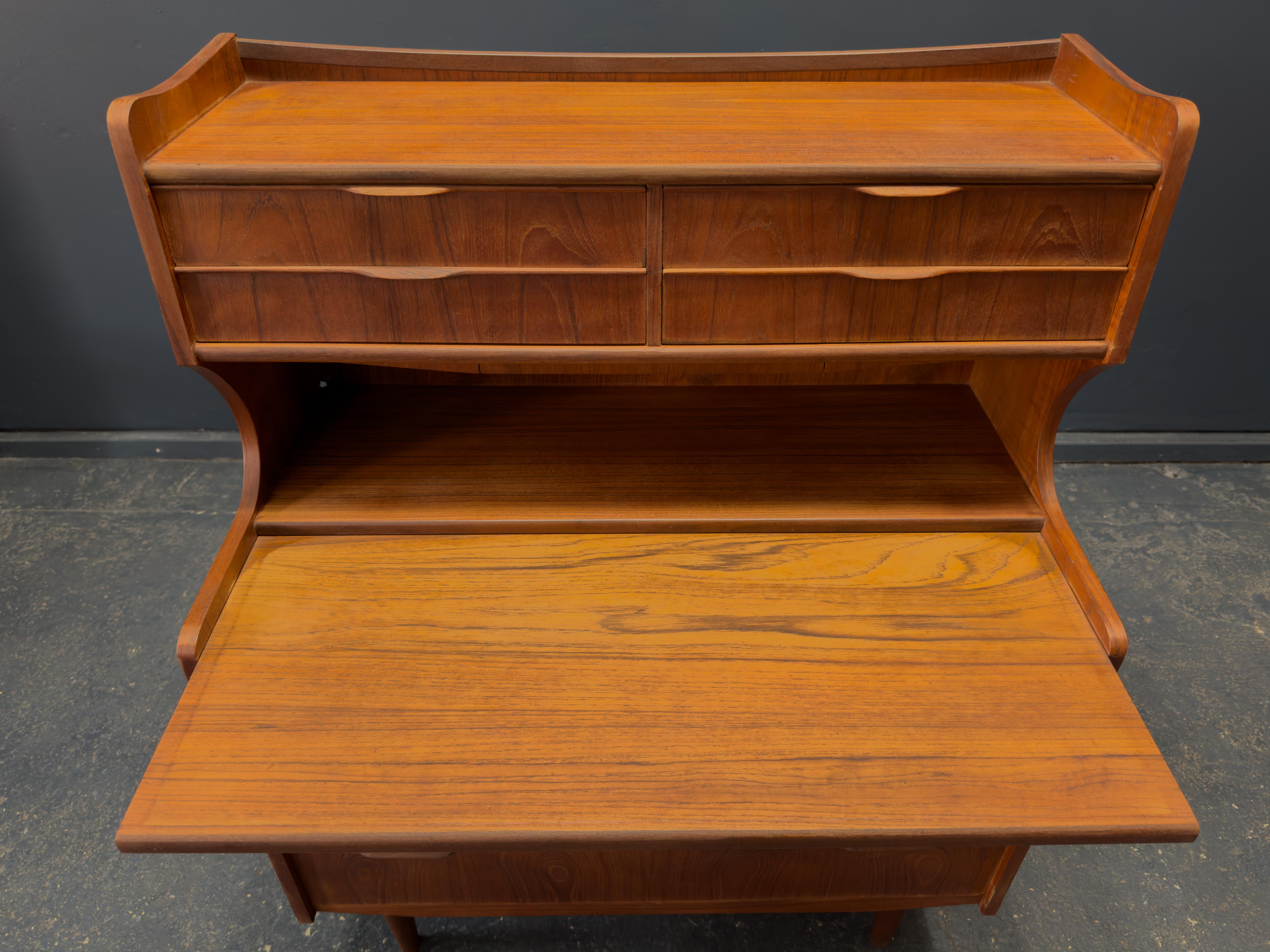 Teak Bureau with Writing Desk For Sale 12