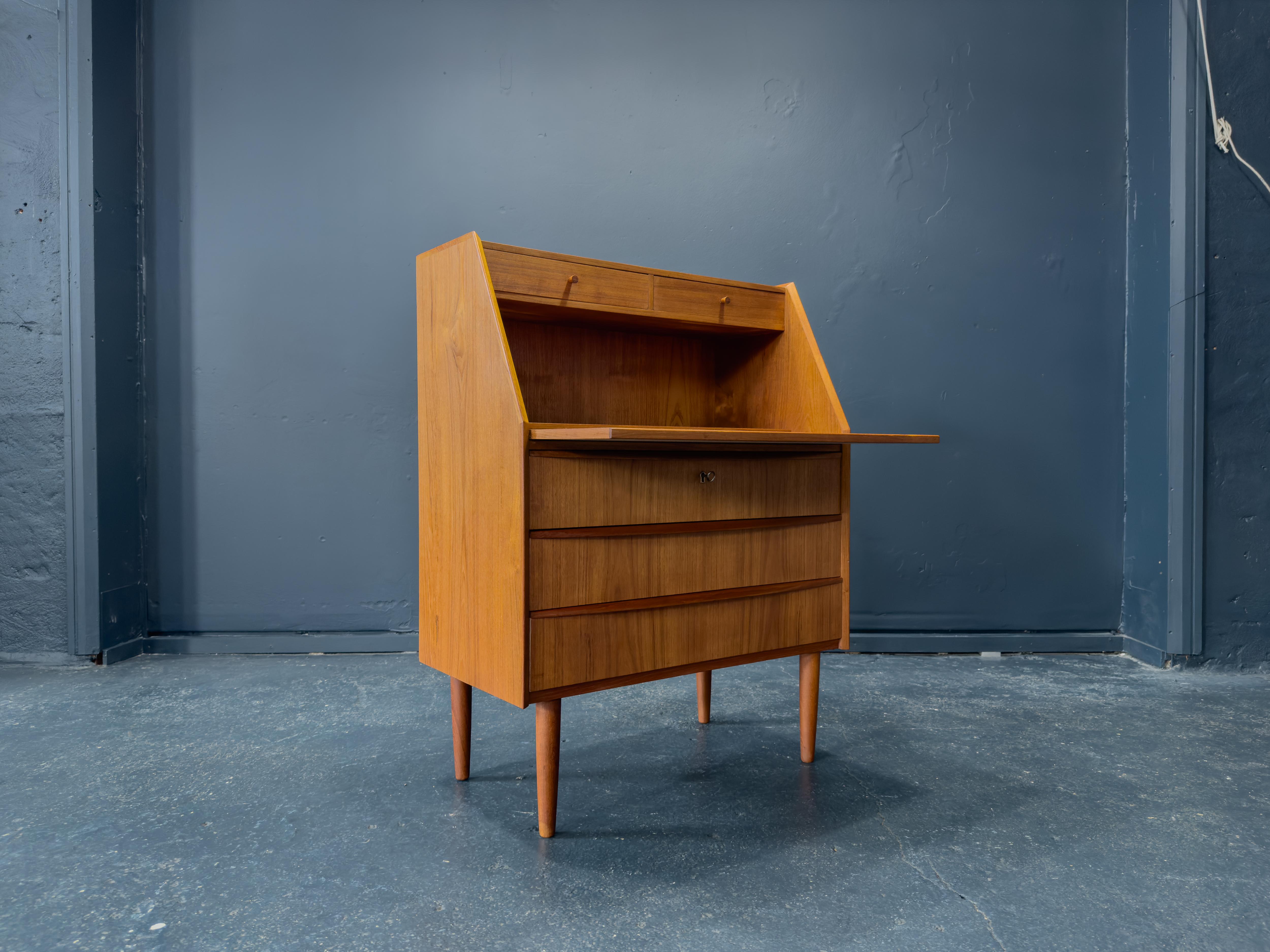 Mid-20th Century Teak Bureau with Writing Desk