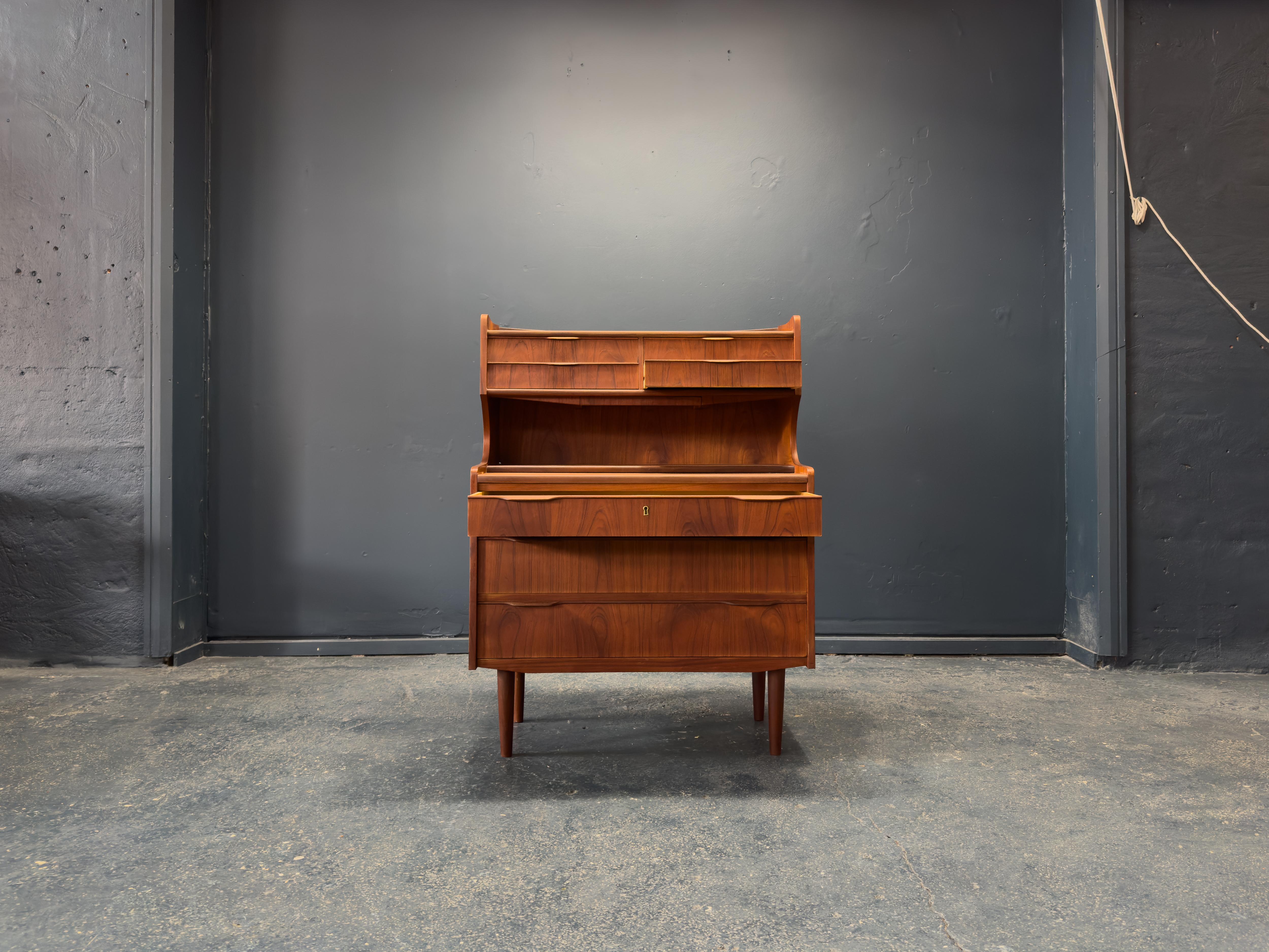 Teak Bureau with Writing Desk For Sale 1