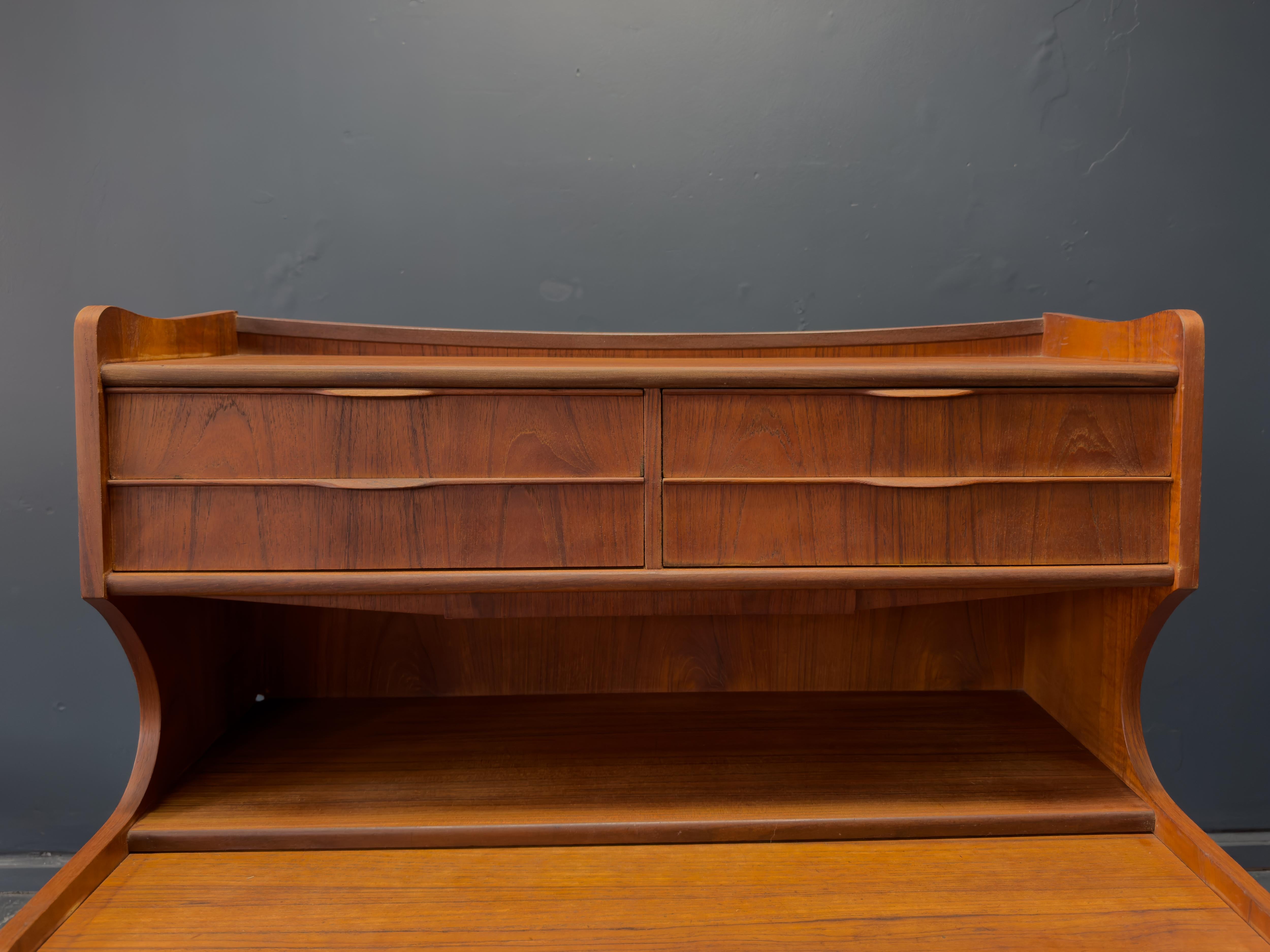 Teak Bureau with Writing Desk For Sale 2