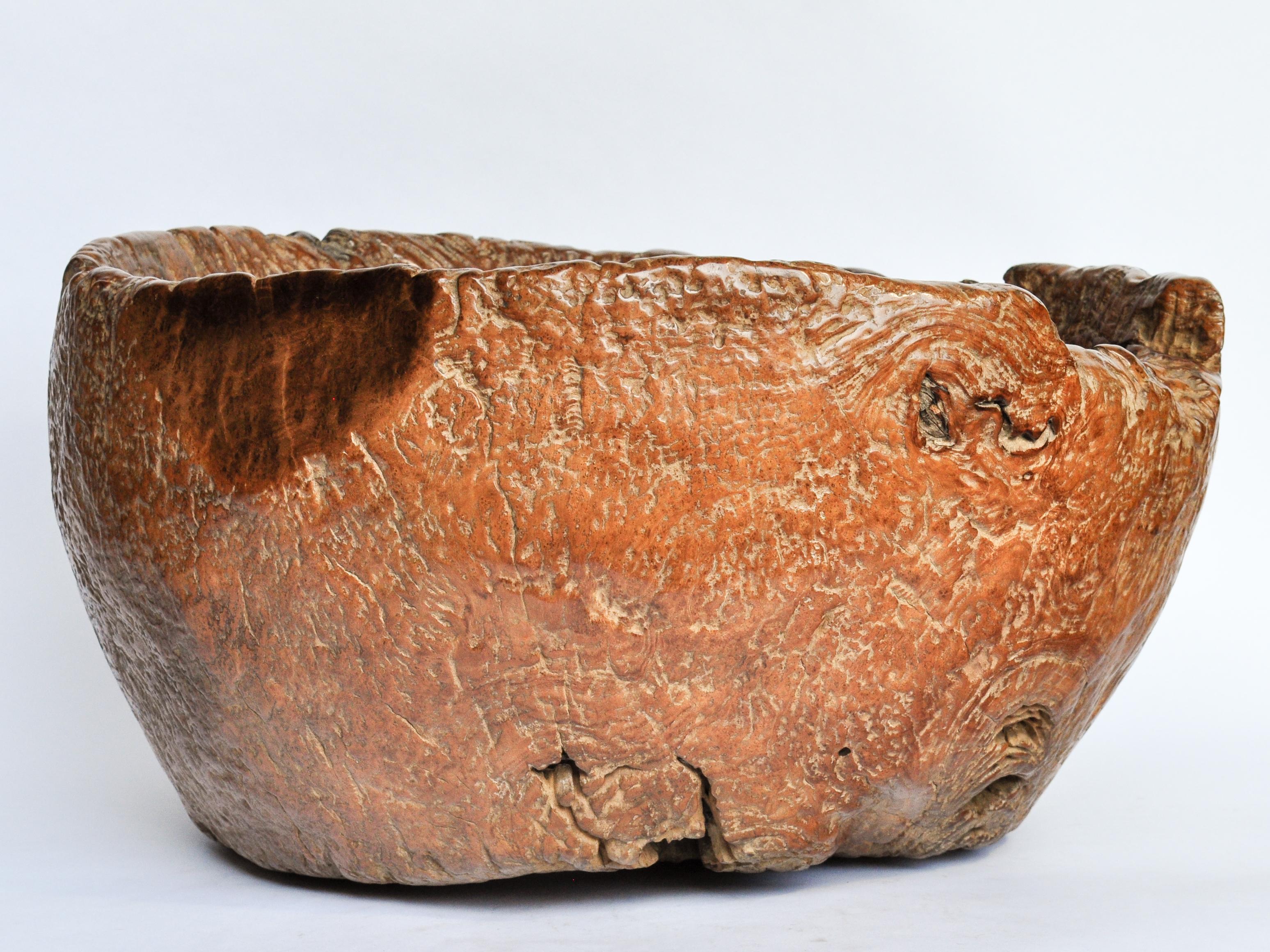 Javanese Teak Burl Planter / Bowl Eroded Bottom, Madura, Java, Early to Mid-20th Century