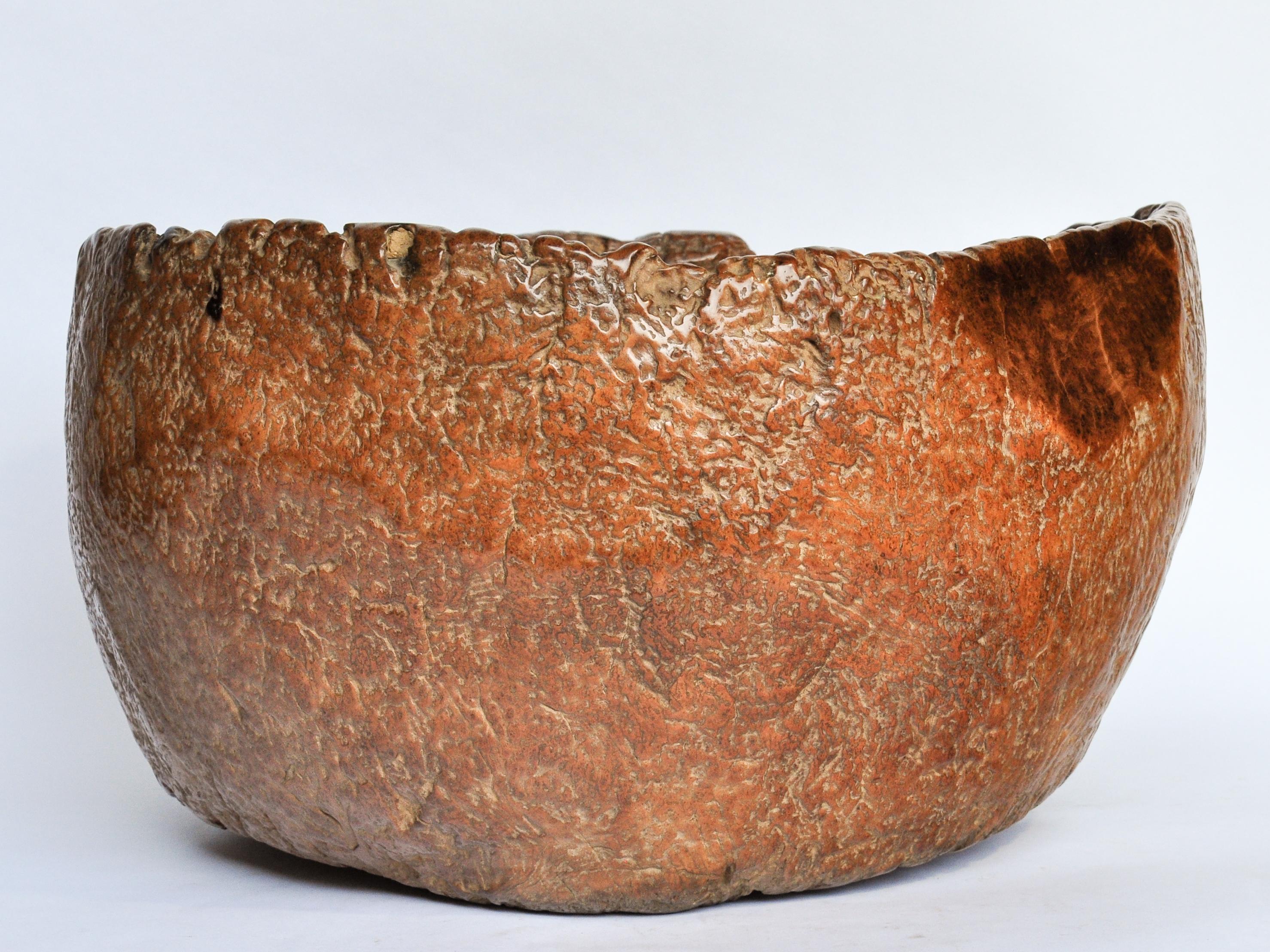 Hand-Carved Teak Burl Planter / Bowl Eroded Bottom, Madura, Java, Early to Mid-20th Century