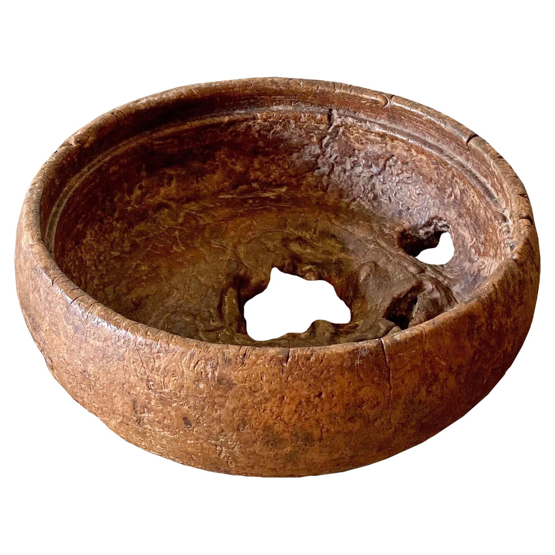 Teak Burl Wood Bowl from Java, Indonesia, Late 20th Century