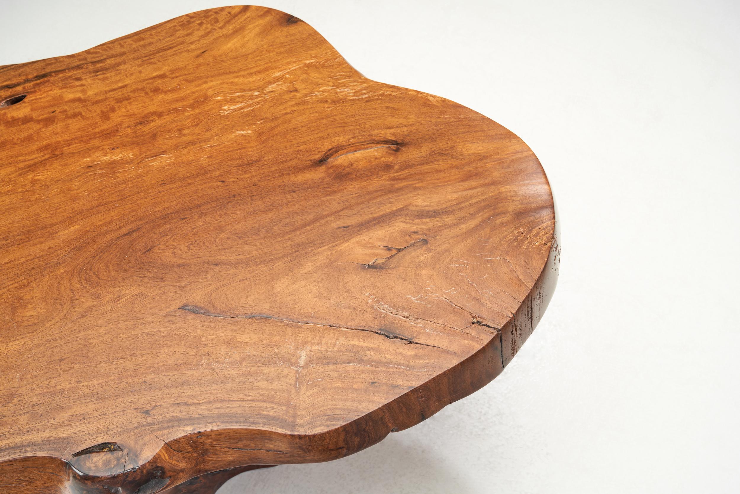 Teak Burl Wood Coffee Table, Europe 1970s 4