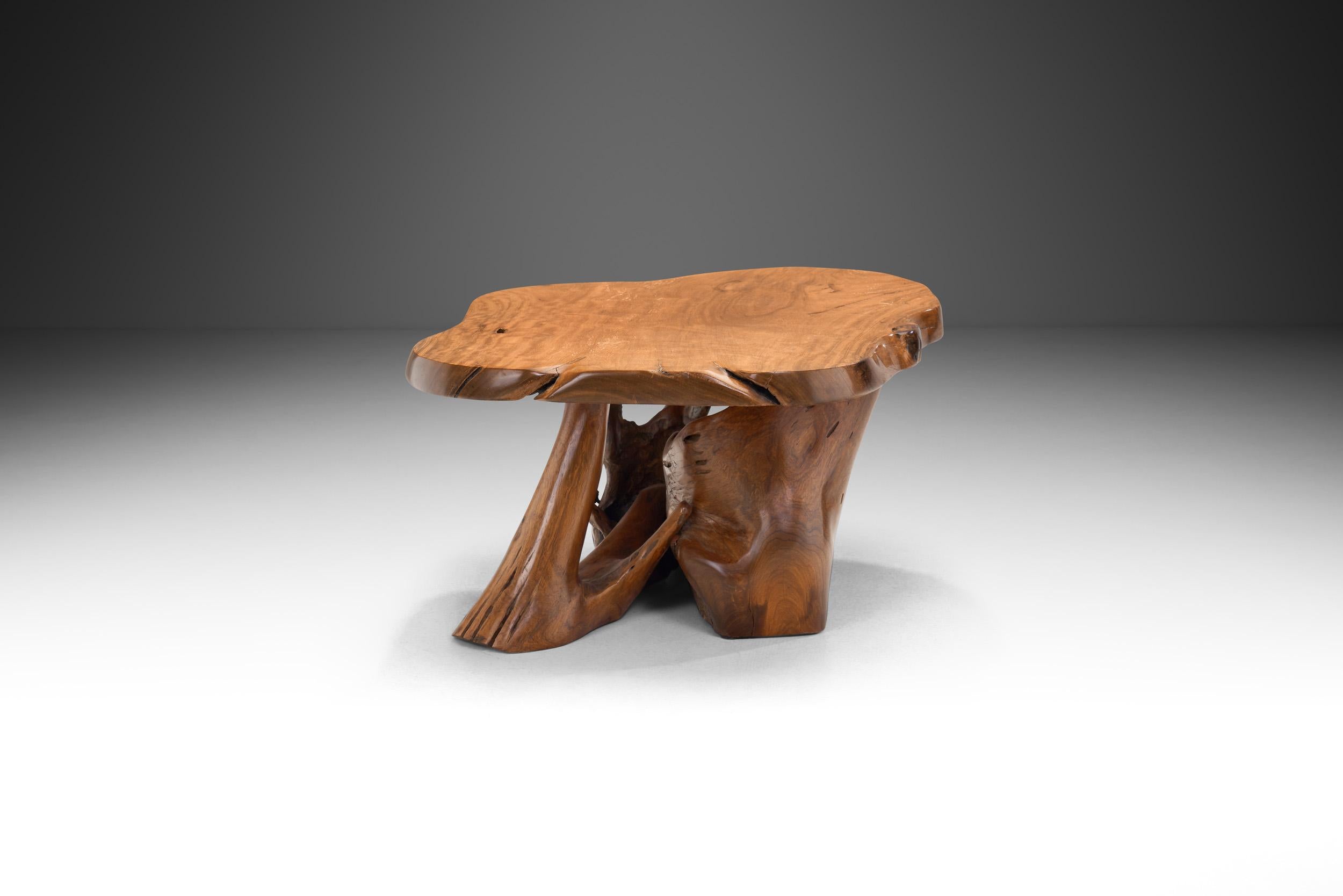 Mid-Century Modern Teak Burl Wood Coffee Table, Europe 1970s