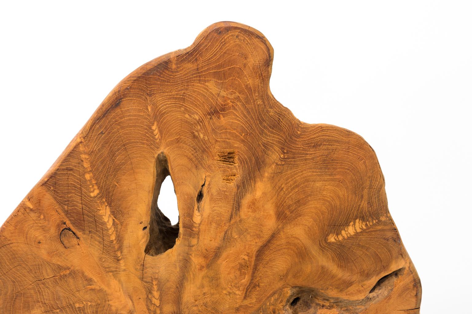 20ième siècle Sculpture en bois de ronce de teck